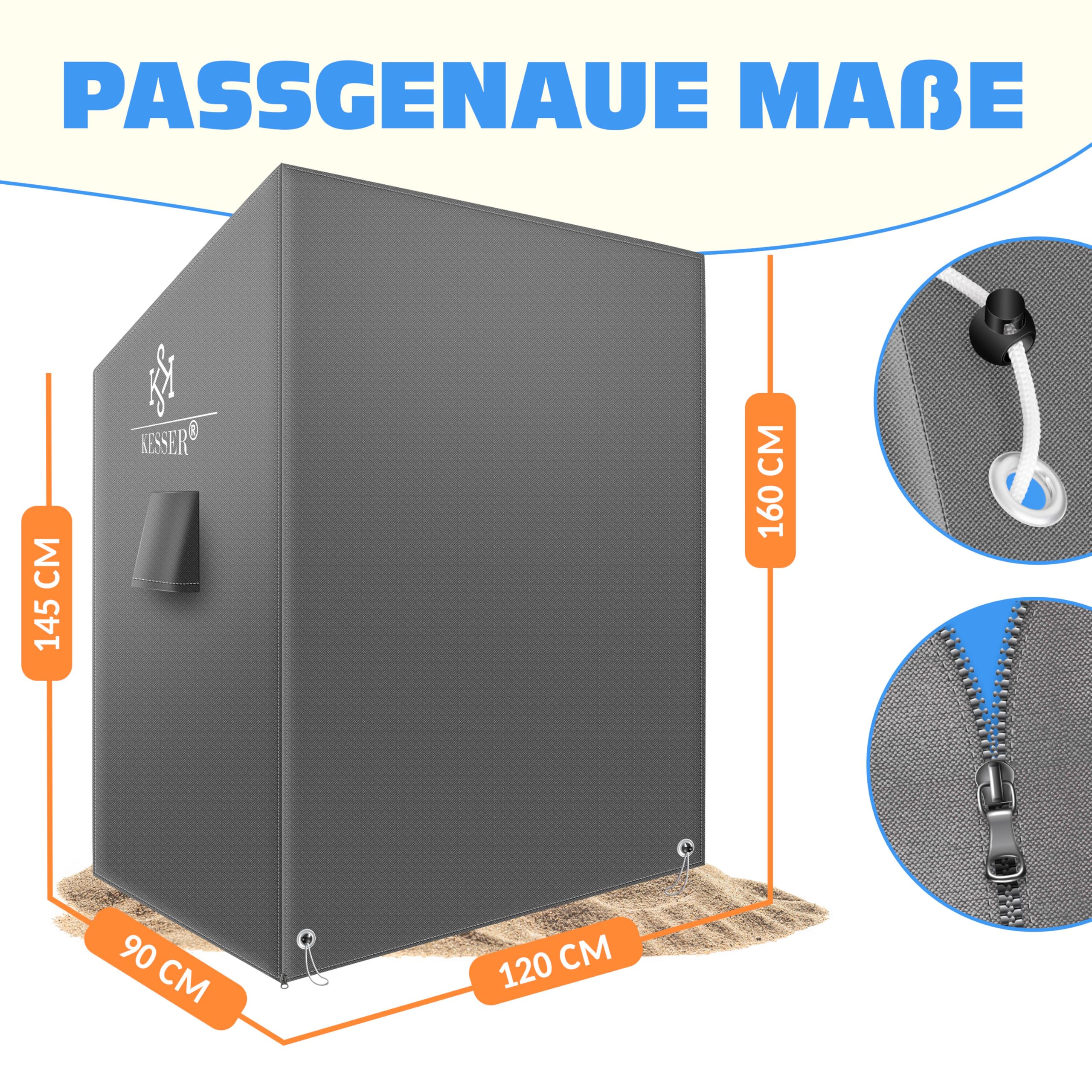 KESSER® Funda protectora premium para sillón de playa con orificios de ventilación, impermeable, resistente al invierno, resistente a los rayos UV, resistente, resistente a desgarros, tejido Oxford