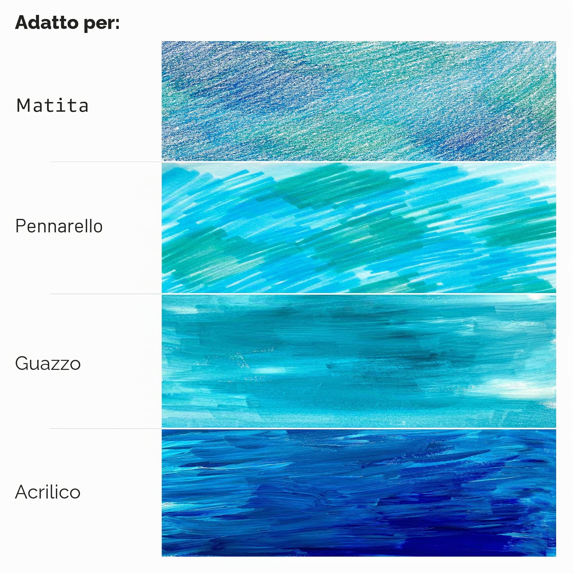 Clairefontaine 975412C Blocco collato PaintON multi-tecnica - 24 fogli carta da disegno multi-tecnica - Assortiti 6 Colori x 4 fogli - A2 42x59,4 cm 250g