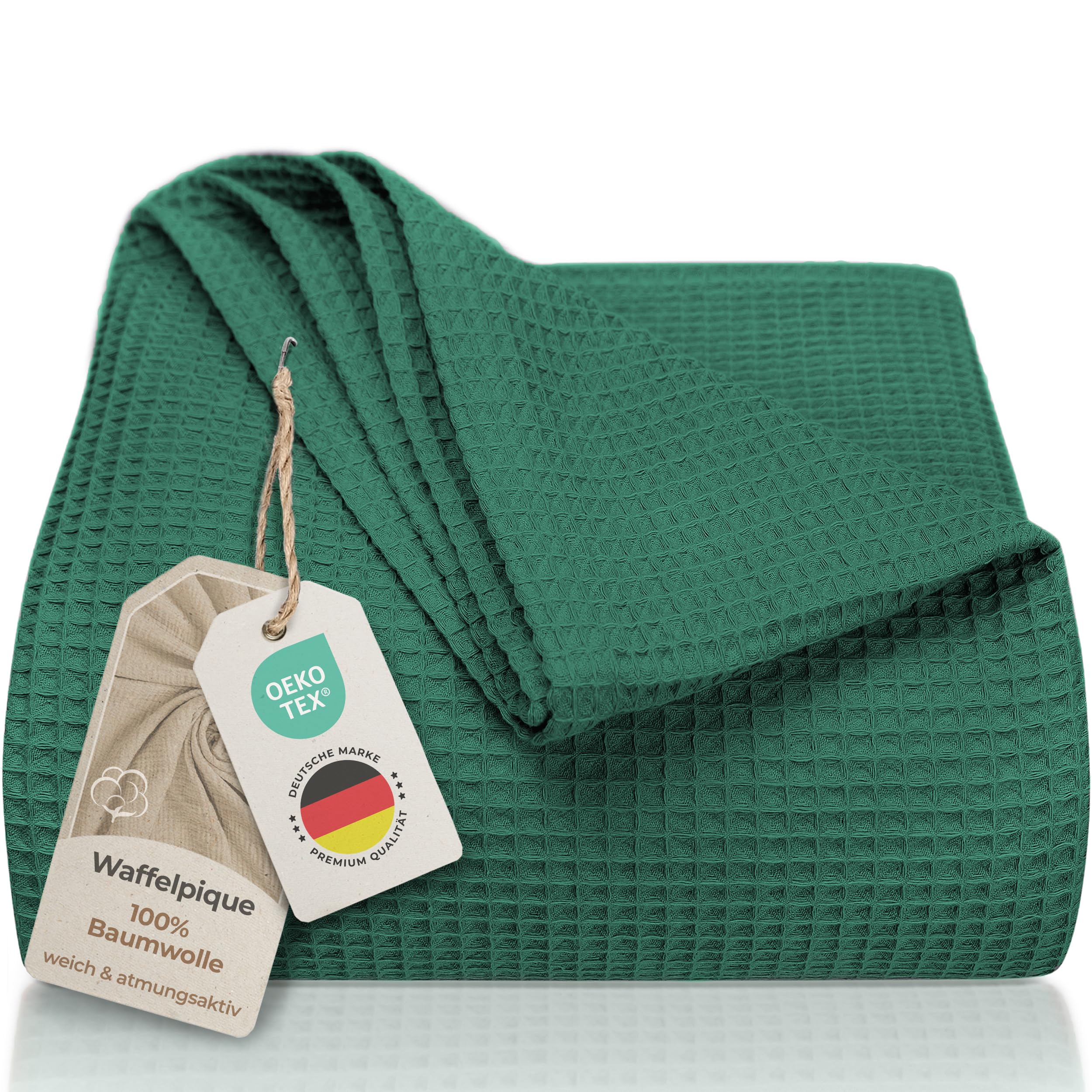 LAYNENBURG premium sprei, 150 x 200 cm, 100% wafelbinding katoen, lichte zomerdeken, katoenen bedsprei voor bed en bank, grijs