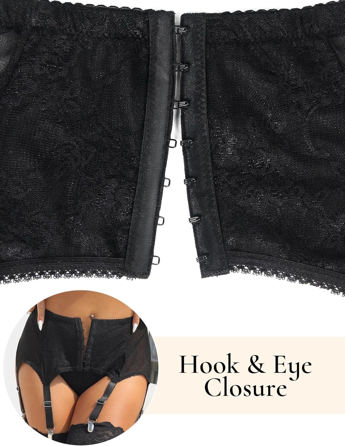 comeondear Garter Belt Set Plus Size Garter Belt and Thigh Highs Set Lace Suspender Belts for Women 6 Strap - Image 6