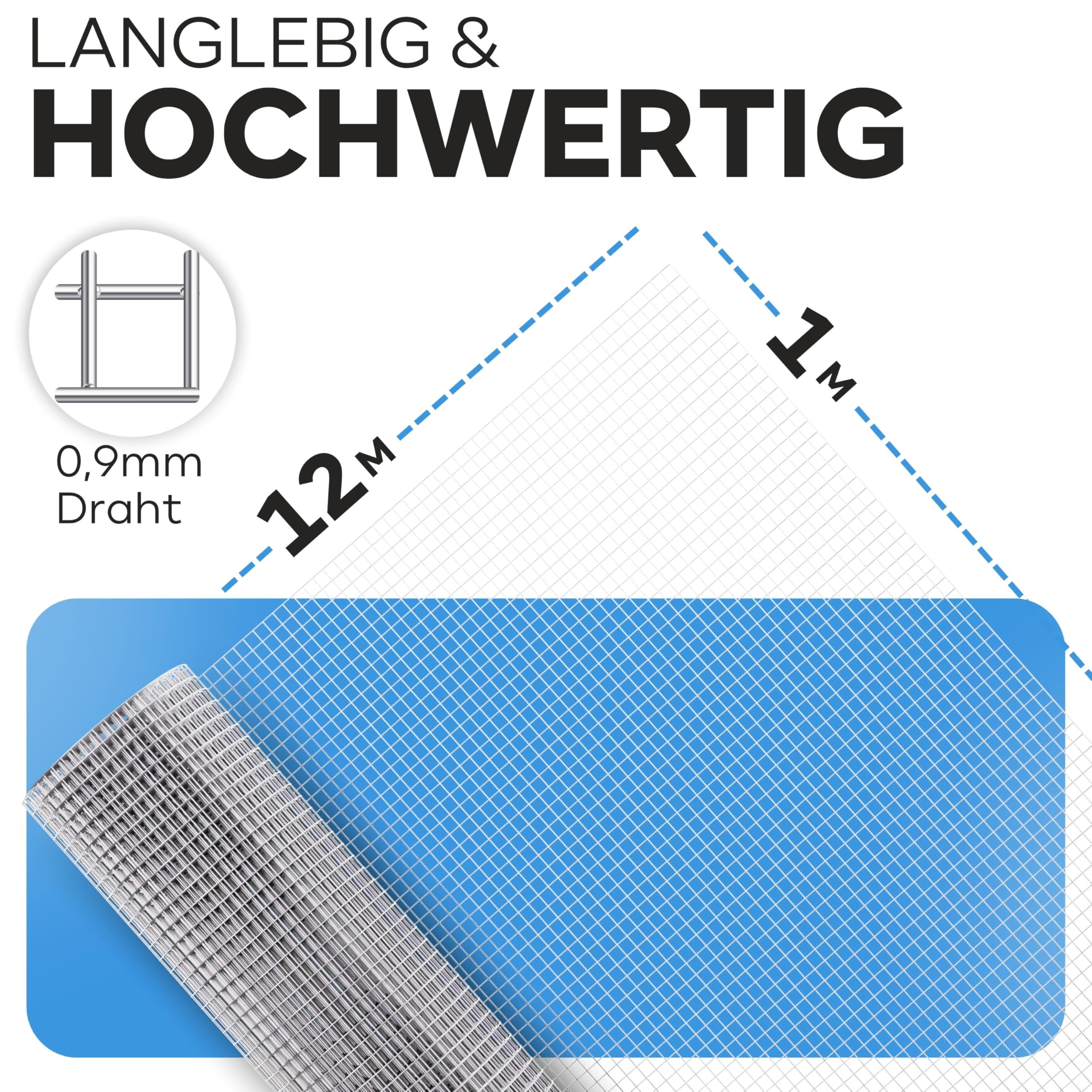 KrapTrap 10x10mm Masche I Volierendraht Drahtgitter Drahtzaun Käfigzaun Hasendraht (1m x 12m)
