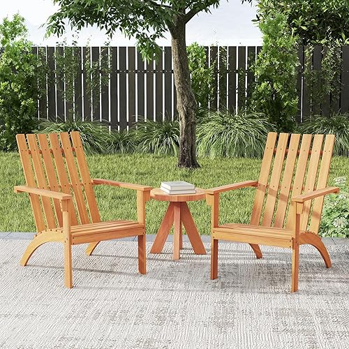 Miniatura 4 de Tangkula Silla Adirondack para exteriores, silla de madera de acacia maciza con respaldo inclinado, asiento curvado y reposabrazos anchos, silla de