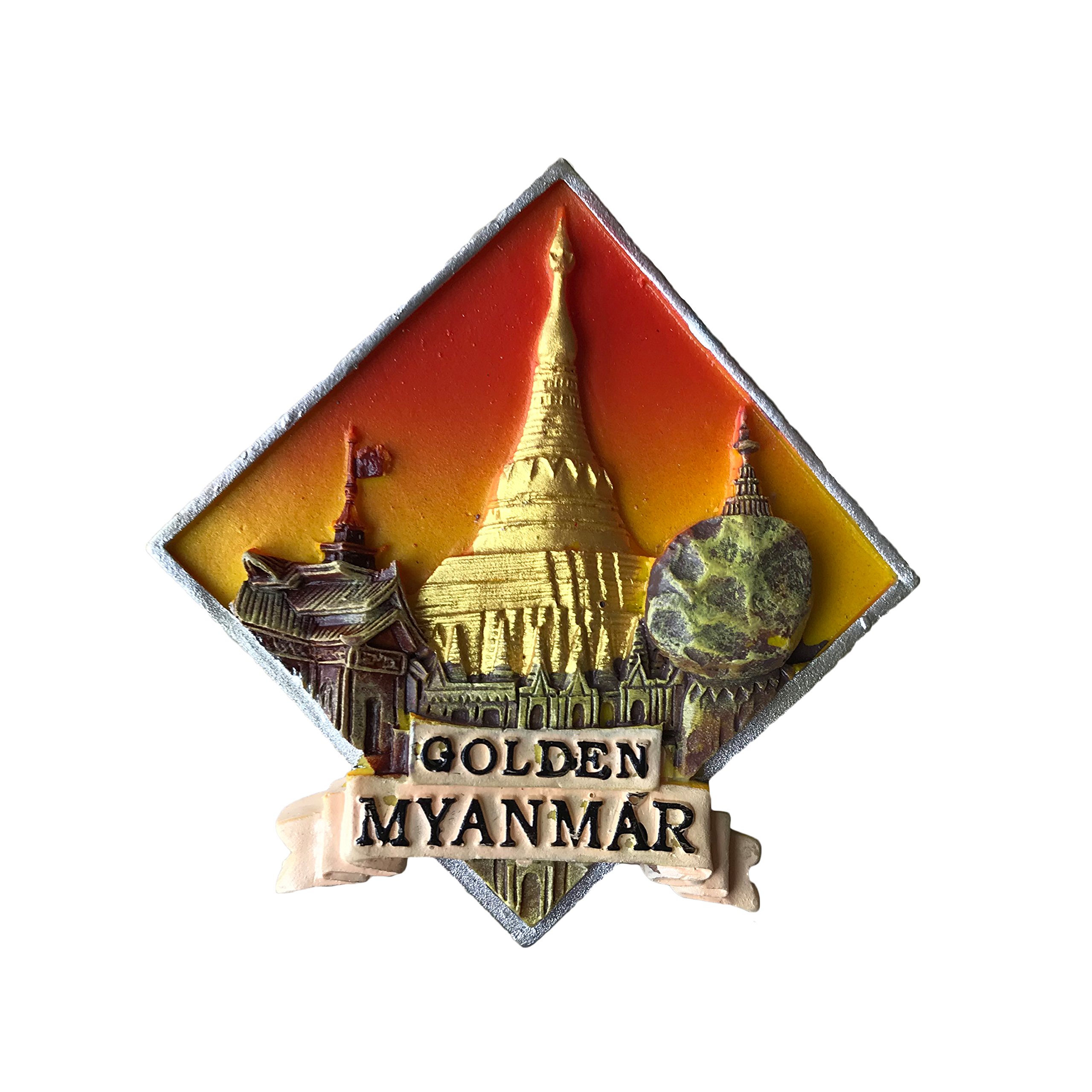 Muyu Magnet Golden Myanmar 3D Fridge Magnet Travel Sticker Souvenir,Home & Kitchen Decoration Myanmar Refrigerator Magnet
