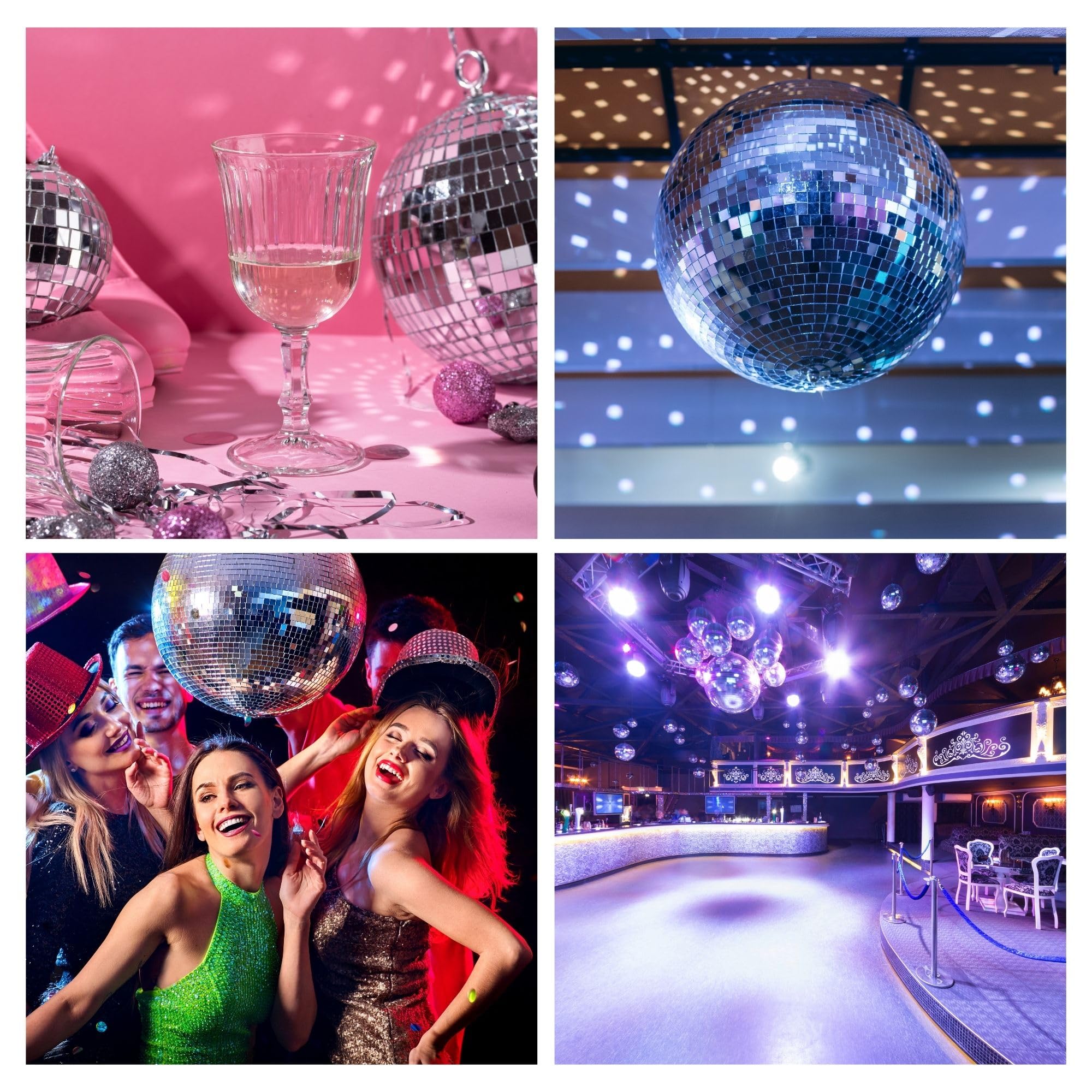 HQ-Power Boule à facettes disco Ø 30 cm, effets lumineux spectaculaires pour les fêtes, système de suspension sûr et verre à facettes, accessoire de piste de danse pour disco et plus