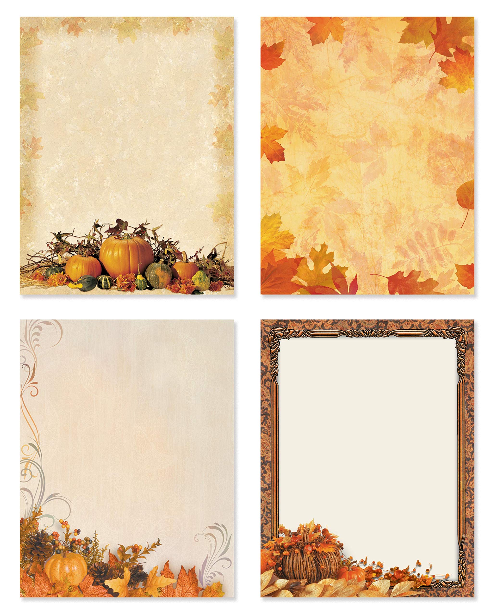 Paperdirect Herbst Herbst Sortiment Blätter Kürbisse Beeren Wirbel Themenpapier Briefpapier Briefpapier Bordüre Papier Briefkopf 8,5 x 11 100 Blatt Edles Premium Briefpapier Dekoratives Druckerpapier