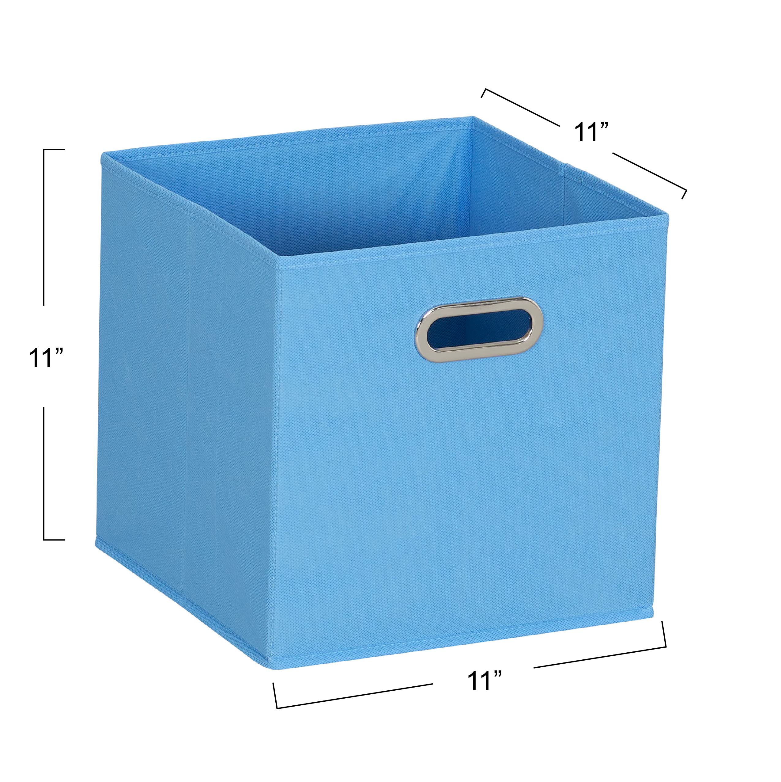 Household Essentials, Light Blue 6 Pack Fabric Storage Bins with Handle