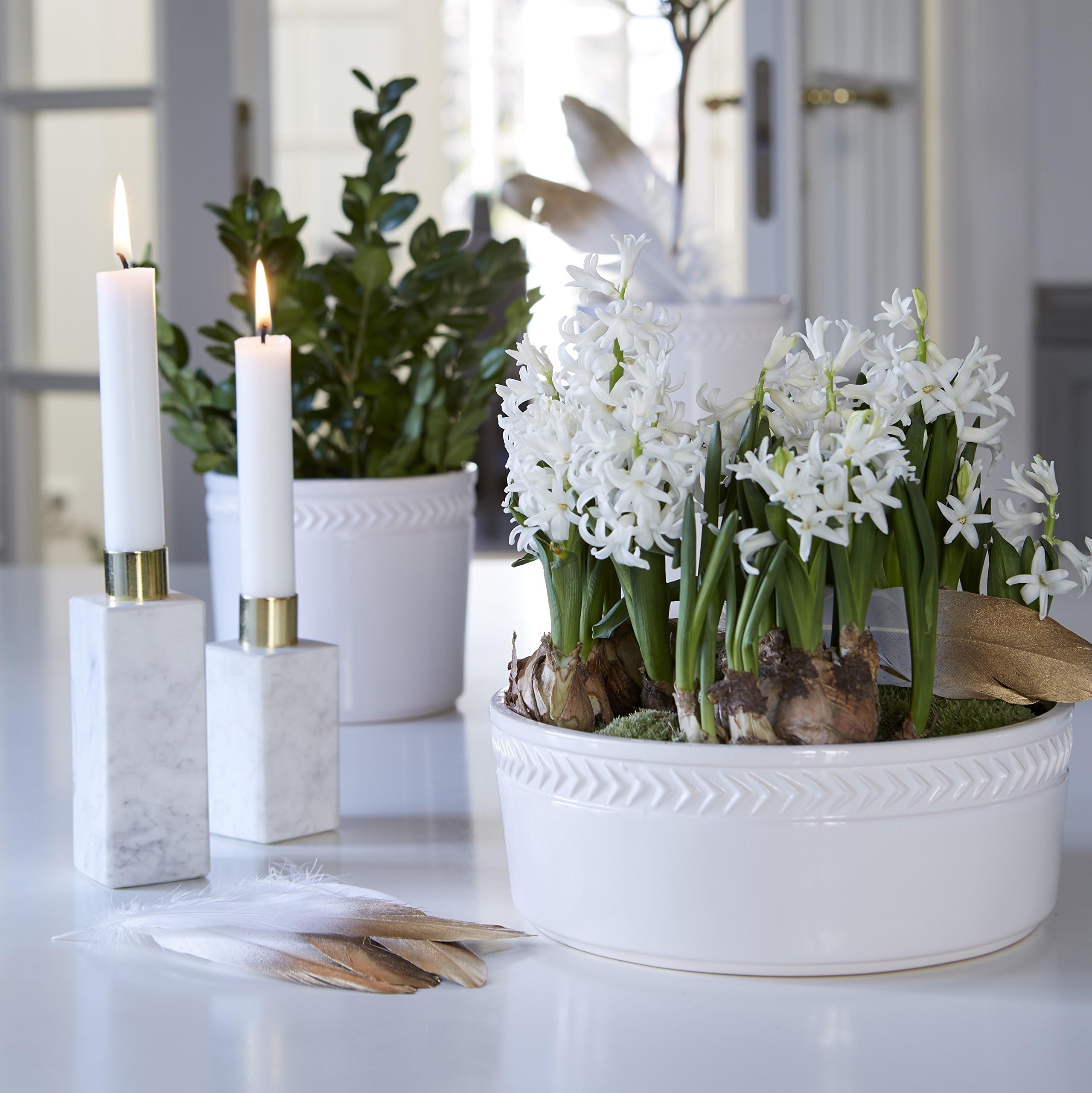 Wikholm Chevron Glazed Ceramic Bowl Bulb Planter