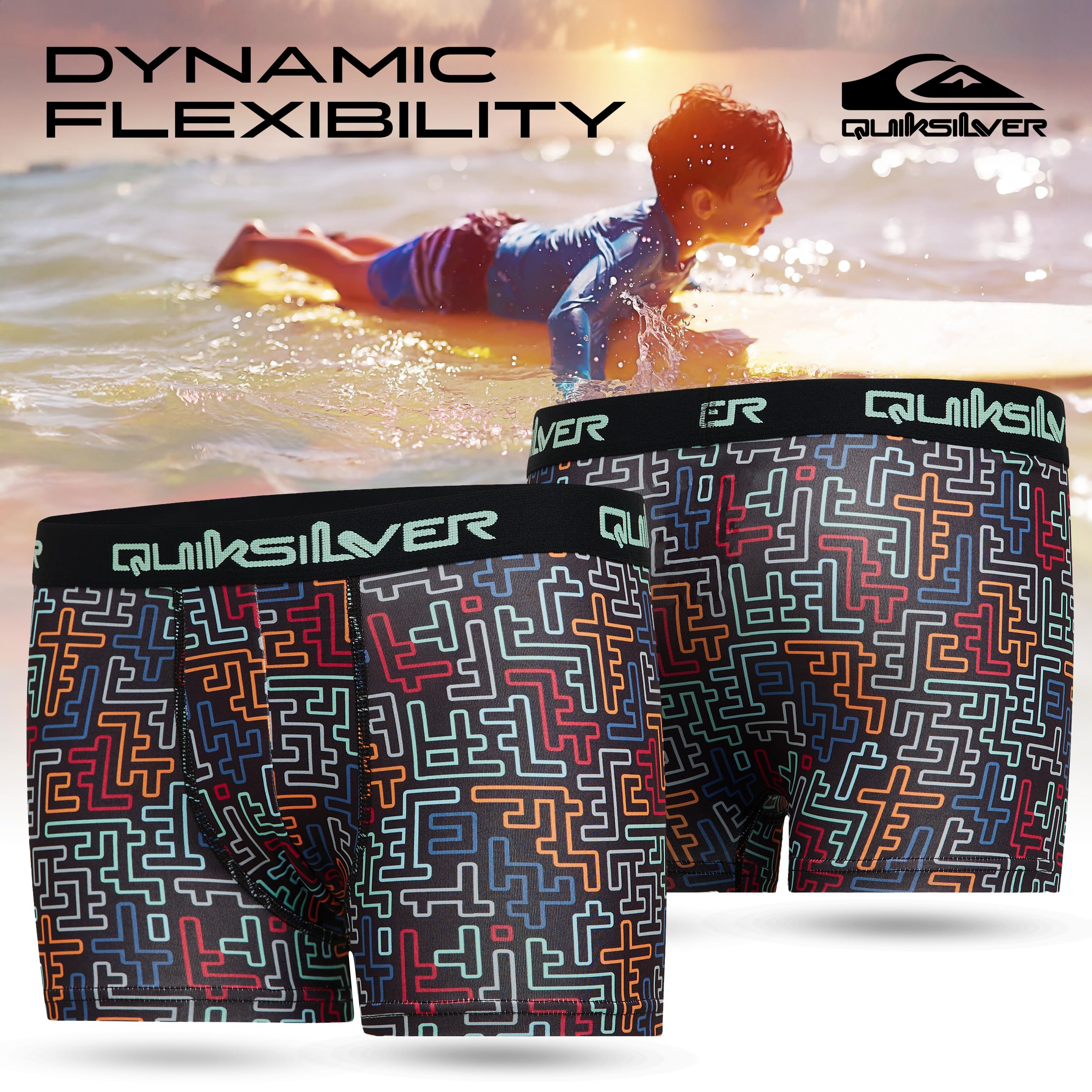 Quiksilver Confezione da 4 boxer per ragazzi dai 6 ai 18 anni, resistenti, elasticizzati, traspiranti, traspiranti