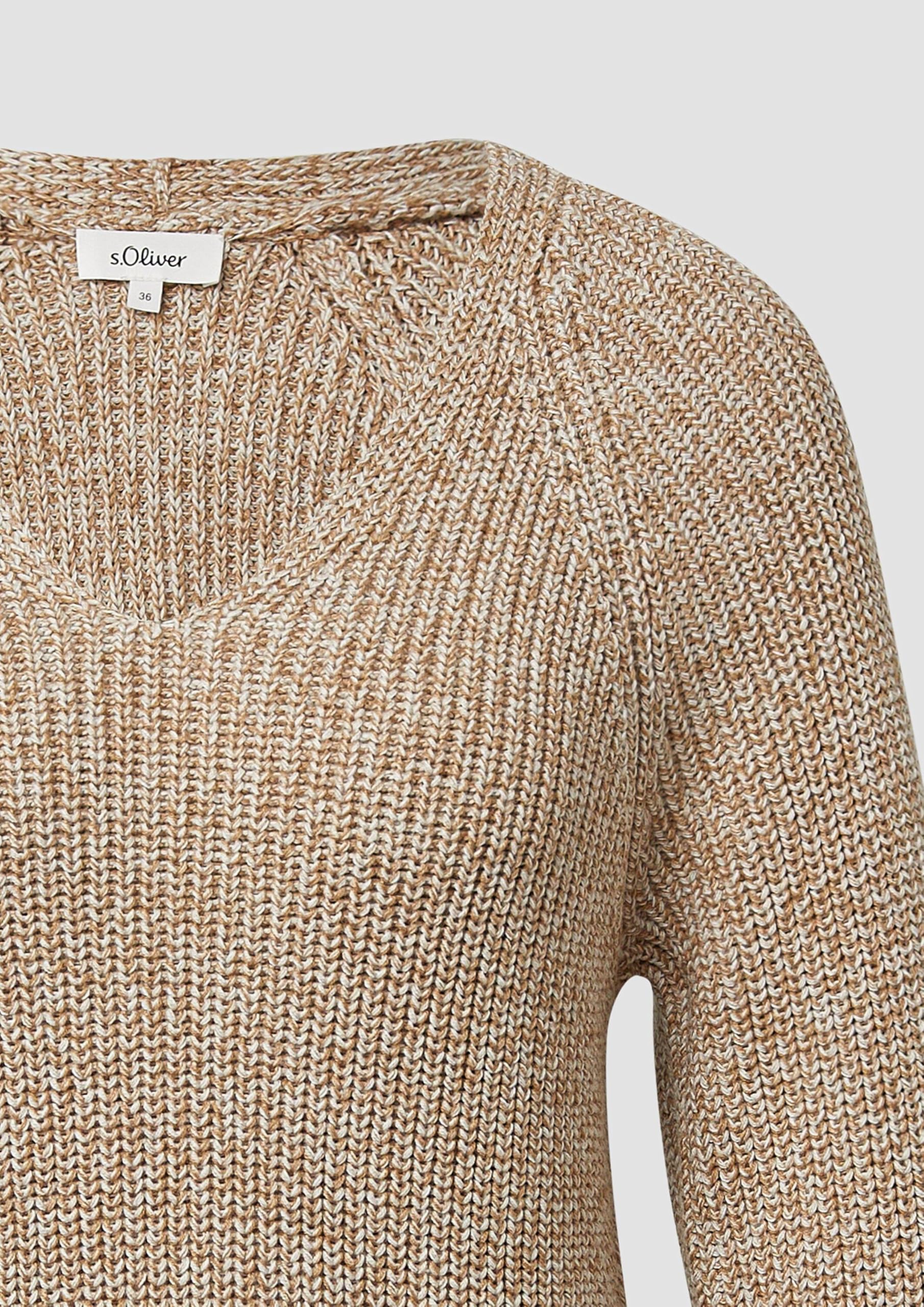 s.Oliver Strickpullover mit V-Ausschnitt und Raglanärmeln