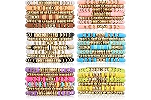 Aesthetic 40-Piece Surfer Heishi Bracelet Set: Elevate Your Style and Express Your Vibrancy