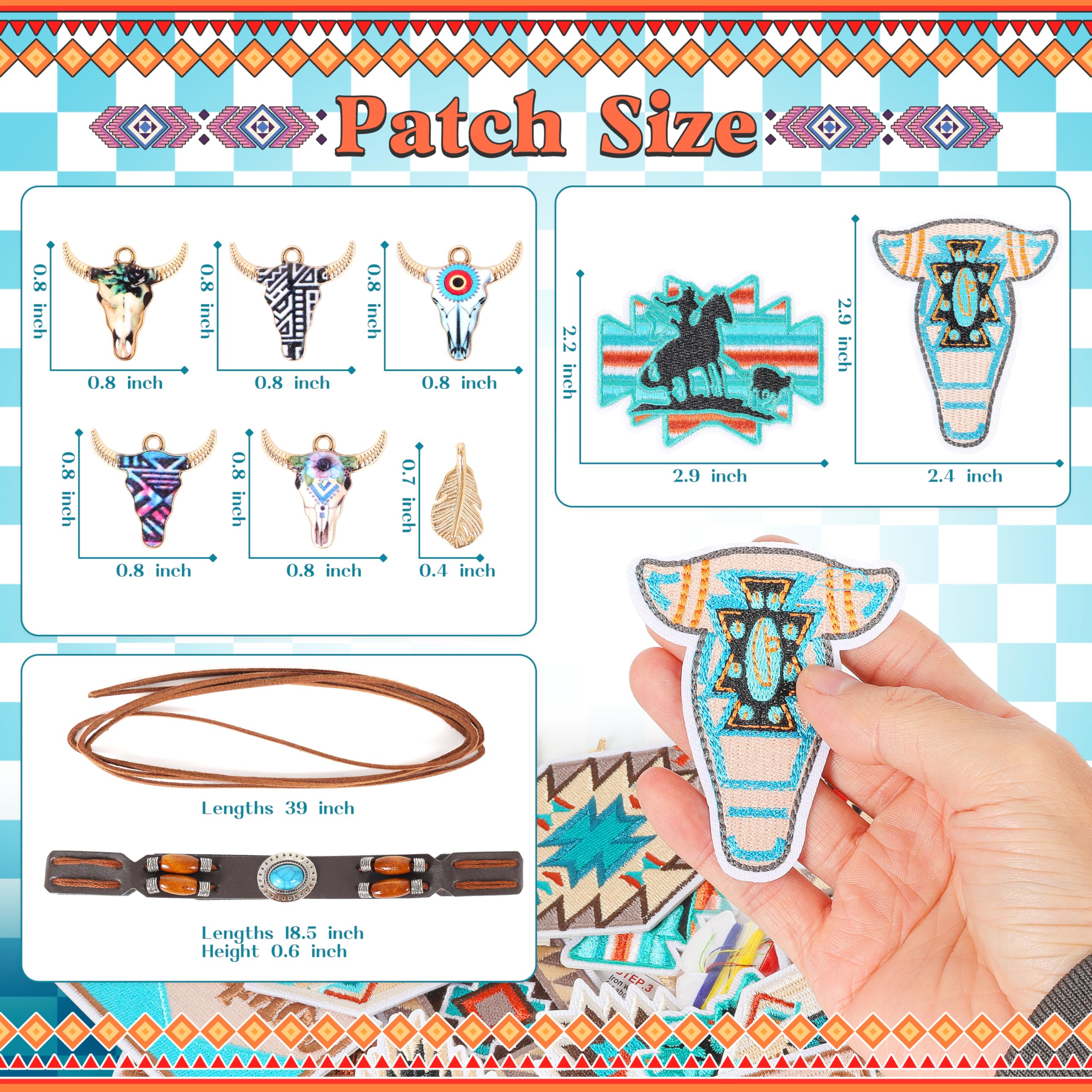 Parches bordados para planchar del suroeste para ropa: Meneng Western, 32 parches para coser para manualidades, parches bordados vintage para vaqueros, vaqueras, sombreros, mochilas, chaquetas