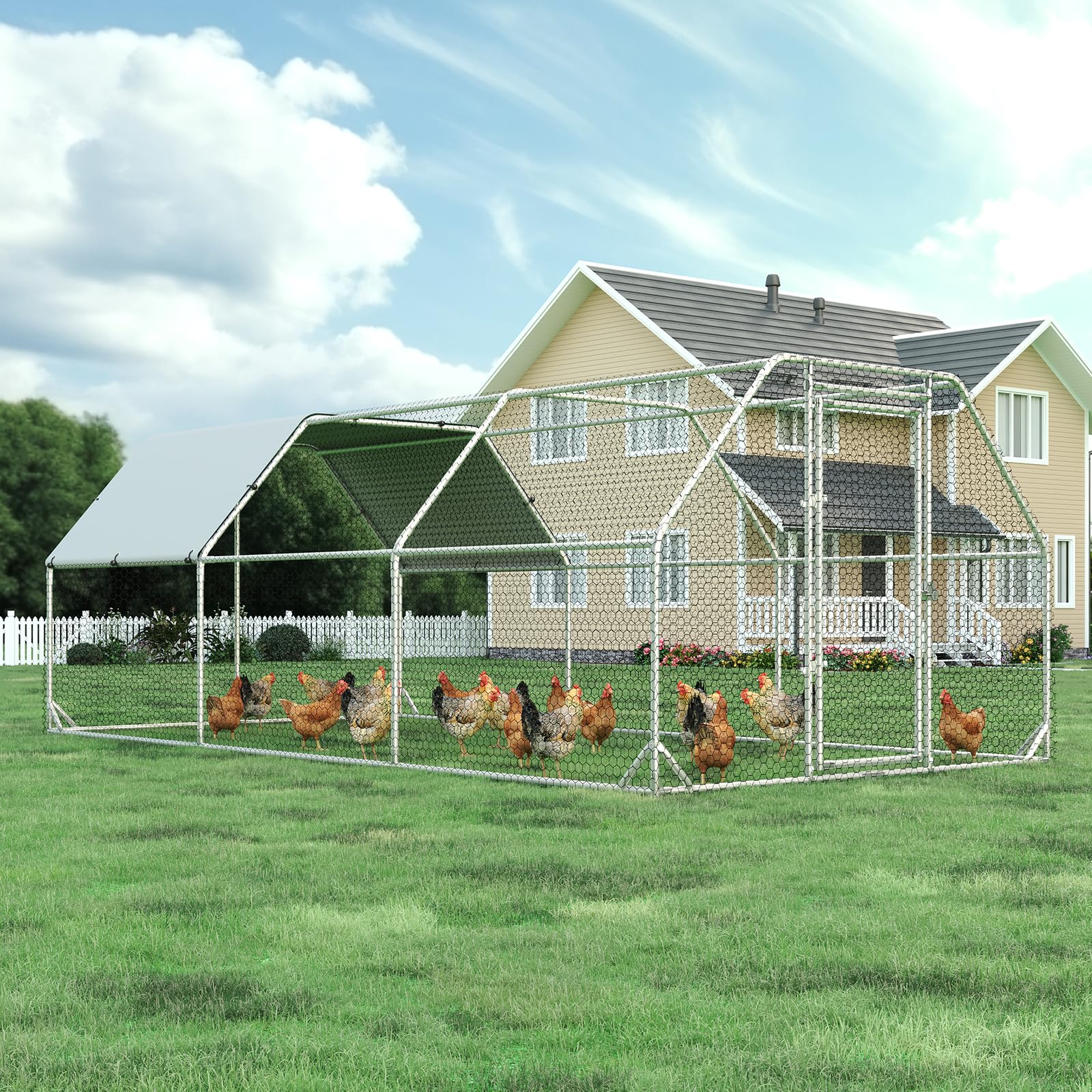 4ever2buy Metal Chicken Coop 10x20 FT Walk-In