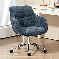 Vista 10 de Sillas de escritorio de oficina en casa, silla giratoria para computadora con ruedas, silla de tocador de escritorio de respaldo medio, silla