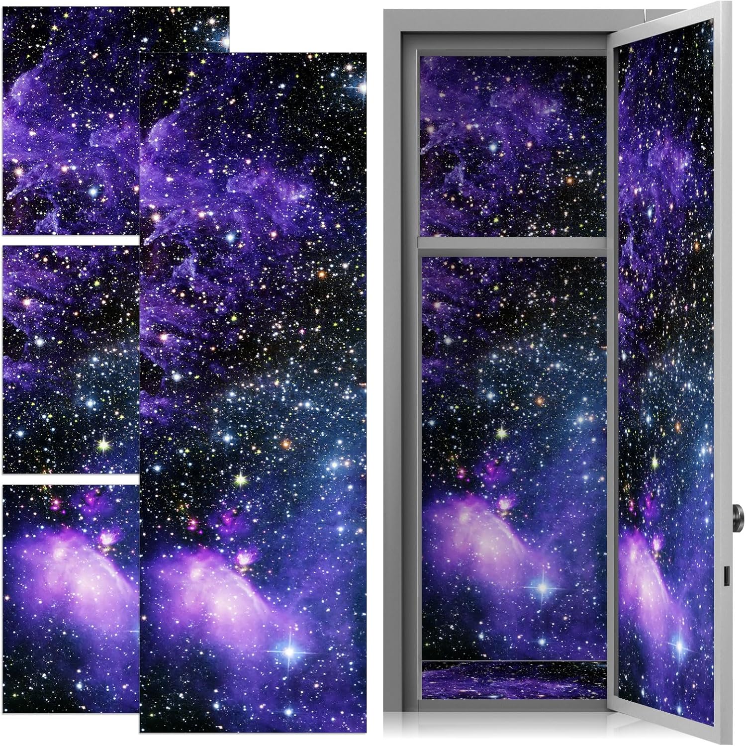 6 Pcs School Locker Magnetic Wallpaper Starry Sky Pattern Magnetic Wallpaper 12 x 12 Inch Removable Sticker Locker Accessories for School Office