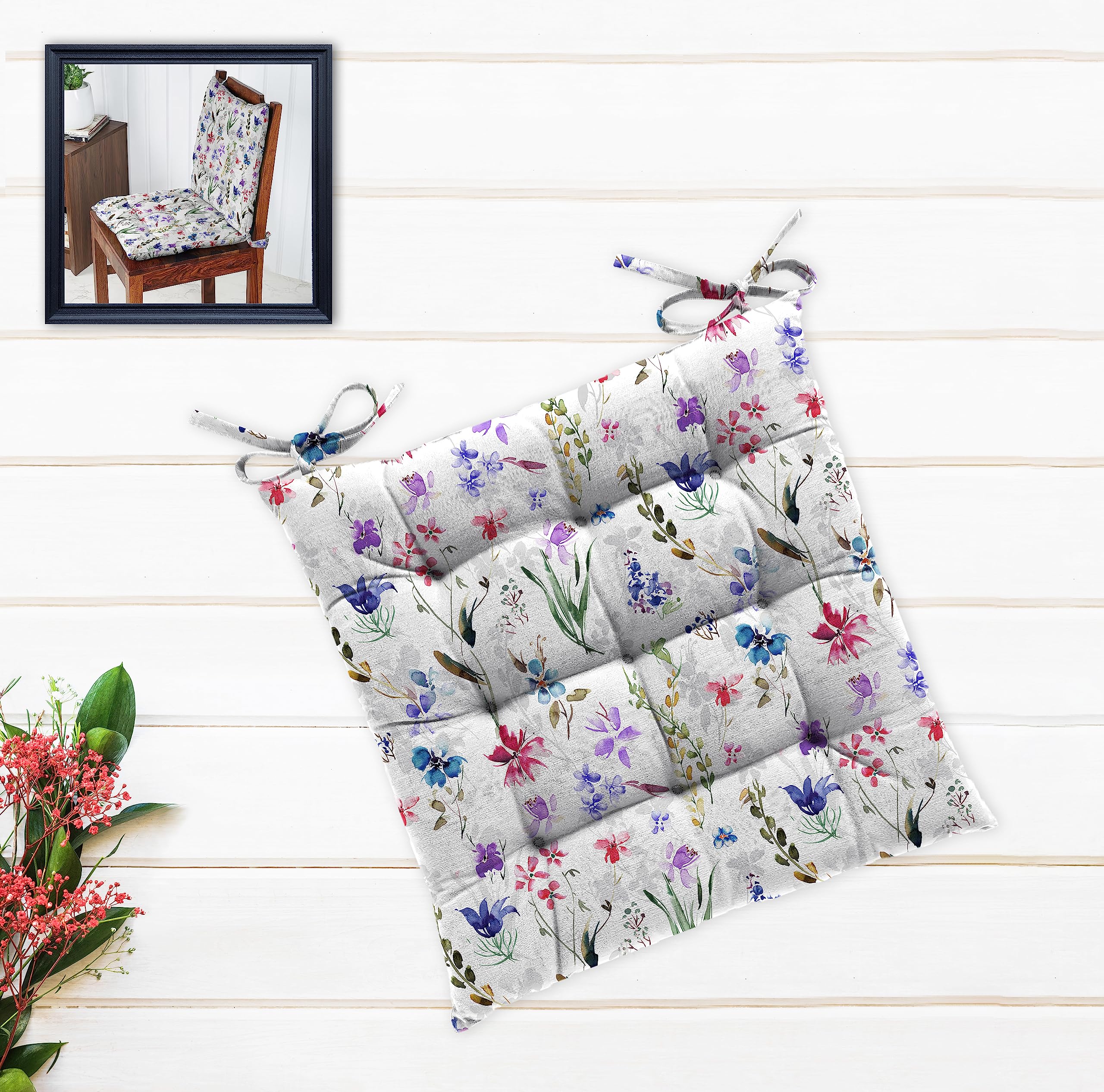 Oasis Home Collection Cotton Shell with Mixed Fiber Filled Floral Printed Multi Usage Chair Cushion - Multi Flower (Pack of 1) (B07ZNP62RG) Amazon Price History, Amazon Price Tracker
