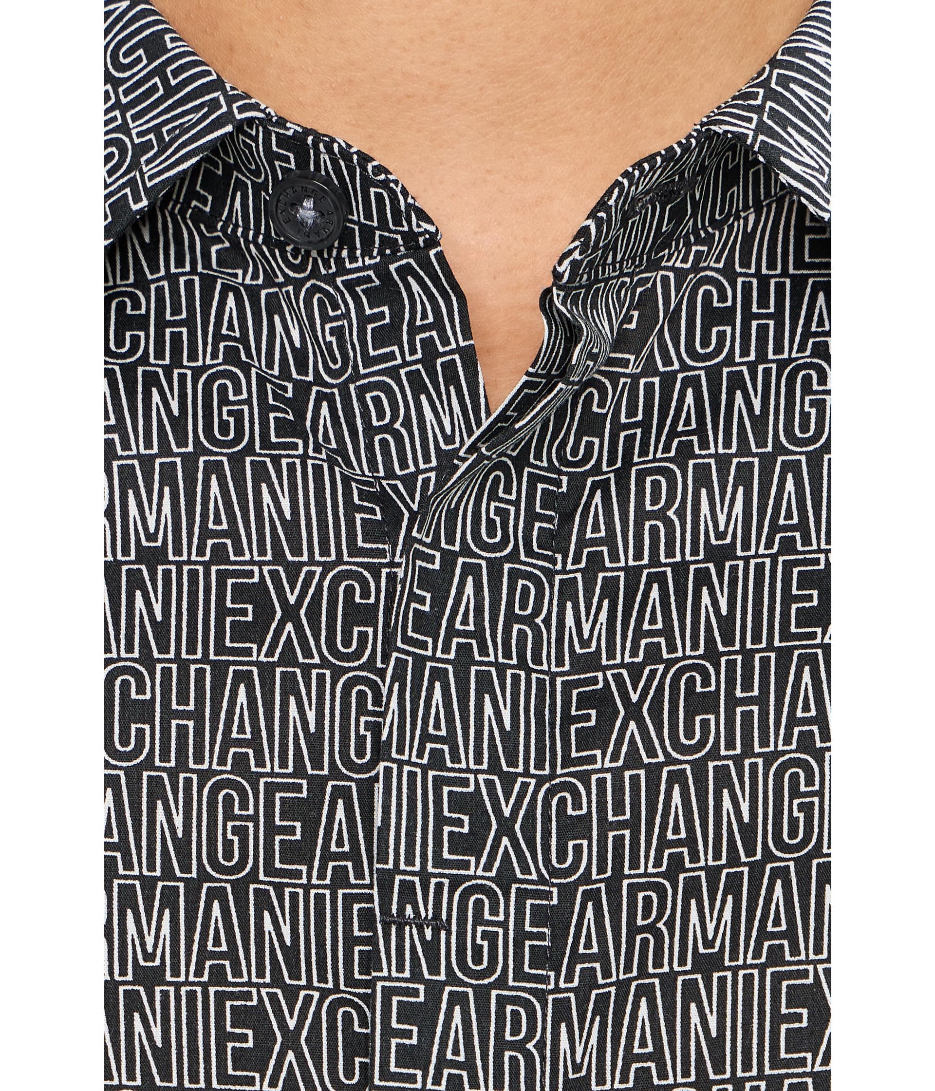 Armani Exchange XM000625 AF13184 Camicia Maniche Lunghe, Nero - Bianco - 159578002931_S