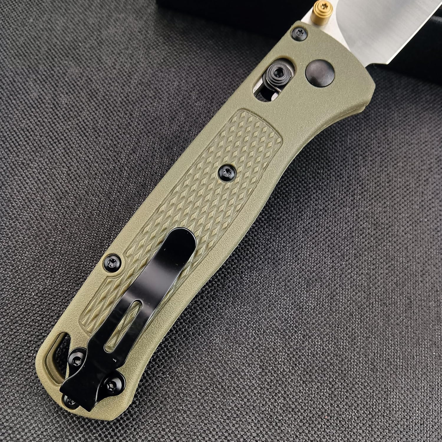 EDC Folding Pocket Knife, 3'' Razor Sharp Coated Finish, Plain Edge, Grivory Handle with Belt Clip, Thumb Stud Manual Open (440C Blade)