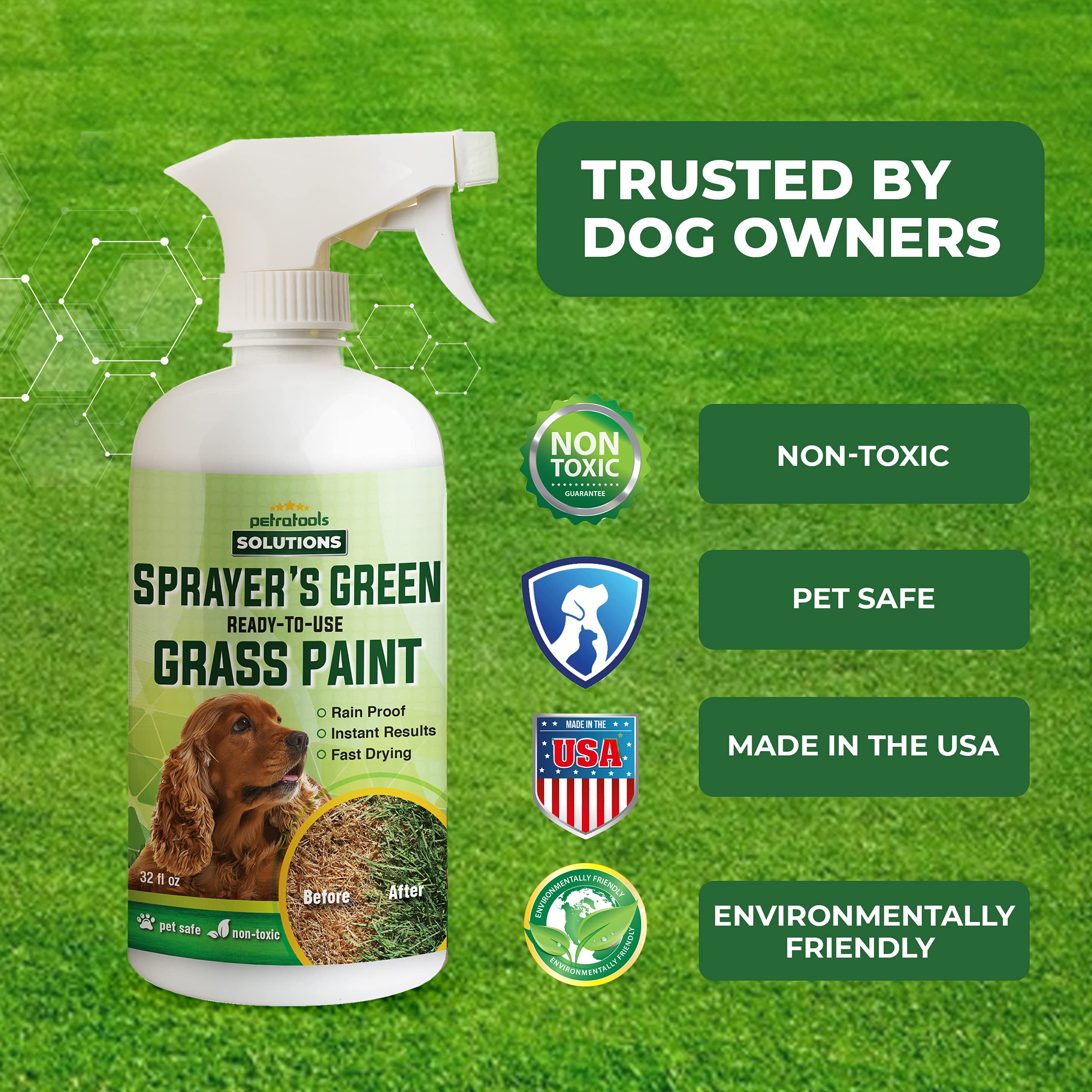 PetraTools Green Grass Paint for Lawn, ReadytoUse Green Grass Lawn