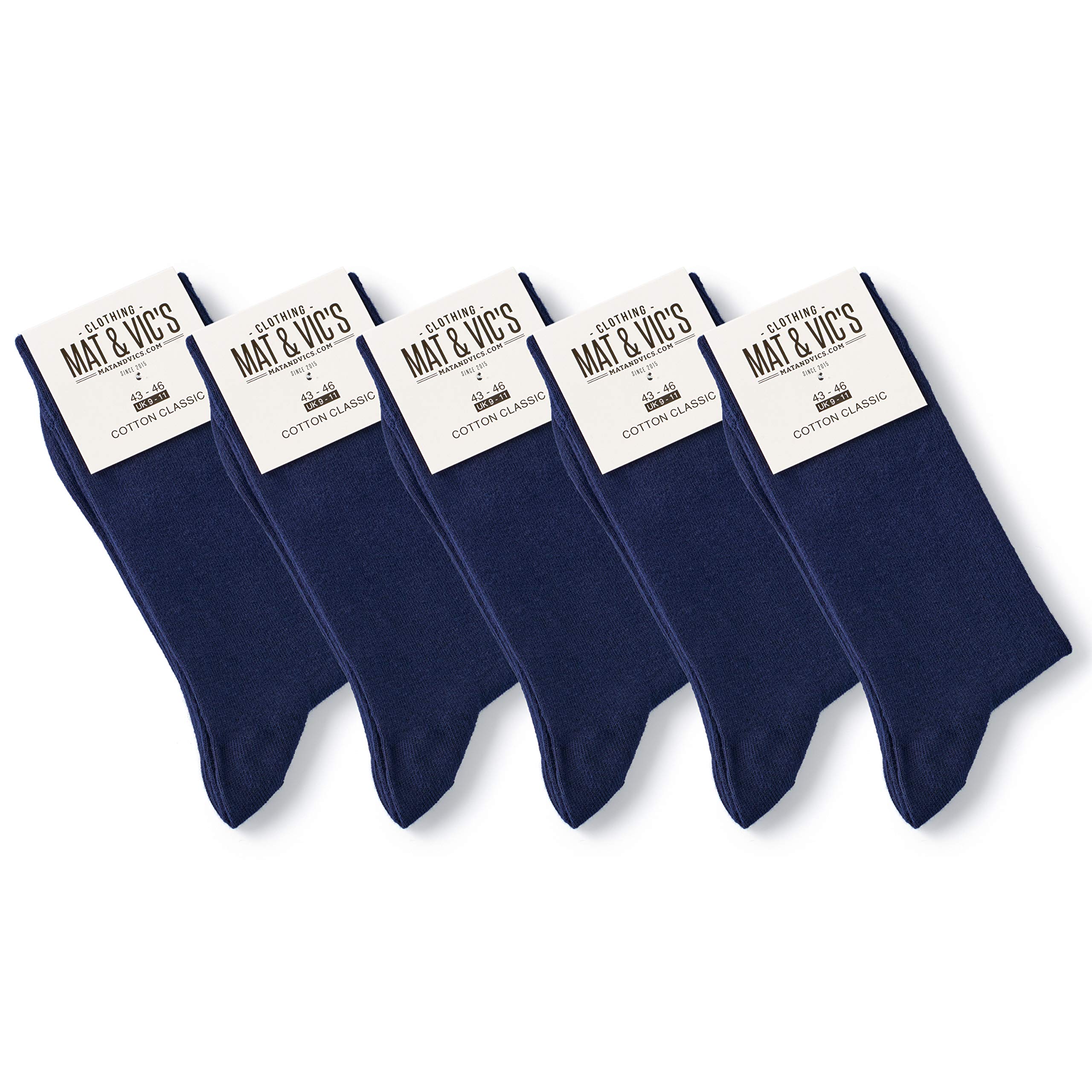 Mat and Vic's Mat & Vic’s Calcetines Clásicos de Vestir para Hombre y Mujer, Algodón, Certificado Oeko-Tex 100, cómodos, negro o multicolora (5 o 10 pares)