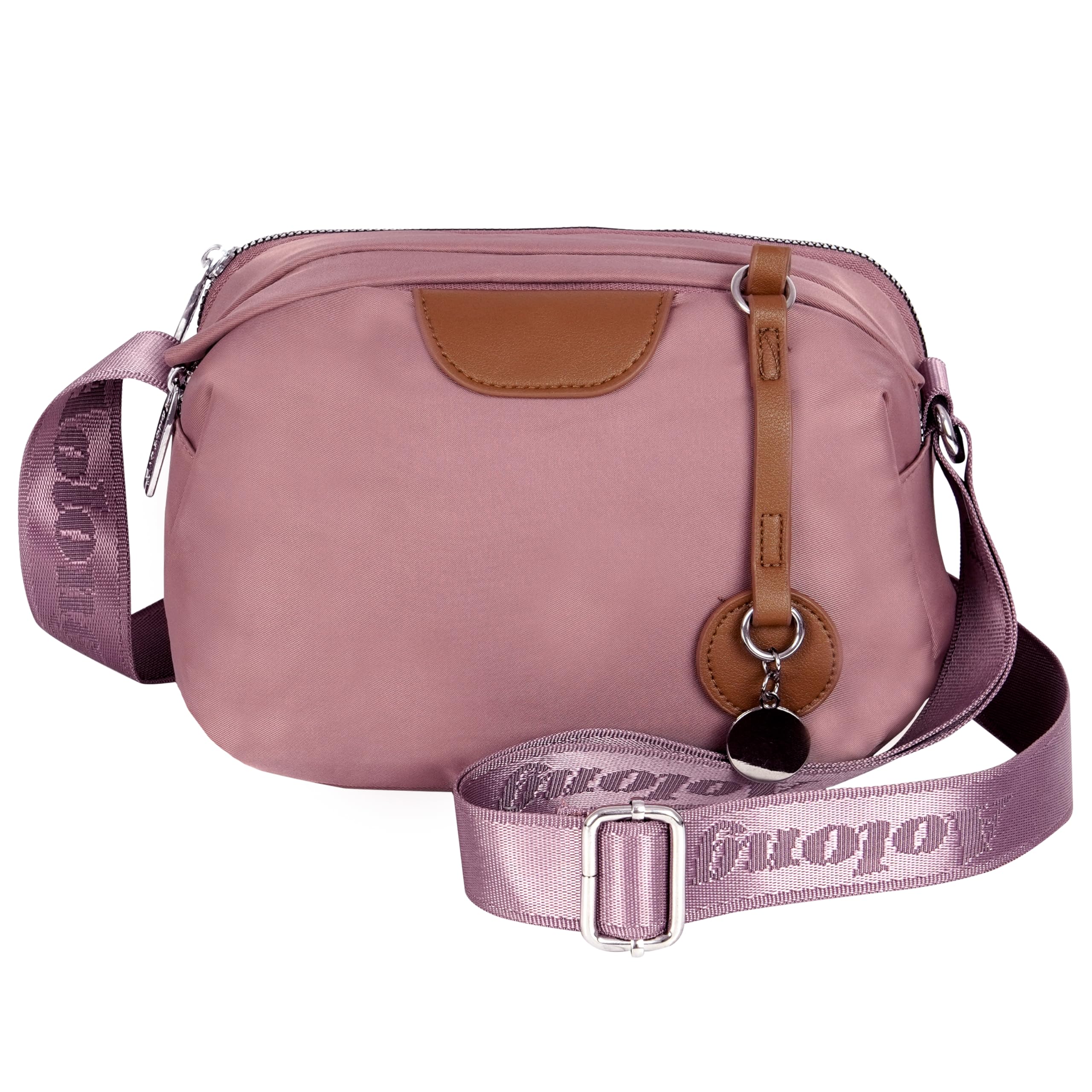 Women's Stylish Small Nylon Lightweight Sling Crossbody Shoulder Bag, Portable Ladies Purse with Adjustable Single Strap (23cm x 14.5cm x 8.5cm, Pink)-image-44