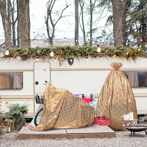 Miniatura 7 de Teling 2 bolsas de regalo de bicicleta jumbo de 80 x 60 pulgadas, bolsas de regalo de plástico gigantes de Navidad, bolsas de bicicleta extra