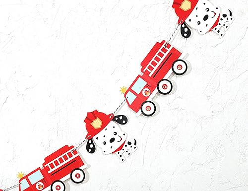 Miniatura 7 de Bandera de cachorro de bombero y camión de bomberos, guirnalda impresa para fiesta de cumpleaños, cumpleaños de bomberos, decoración de fiesta de