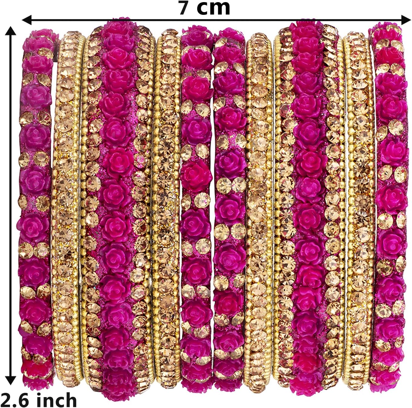 Aheli Ethnic Colorful Metal Bangles Chudha Set Stone Studded Bangle Set Indian Wedding Wear Fashion Jewelry Gift for Women - Image 3