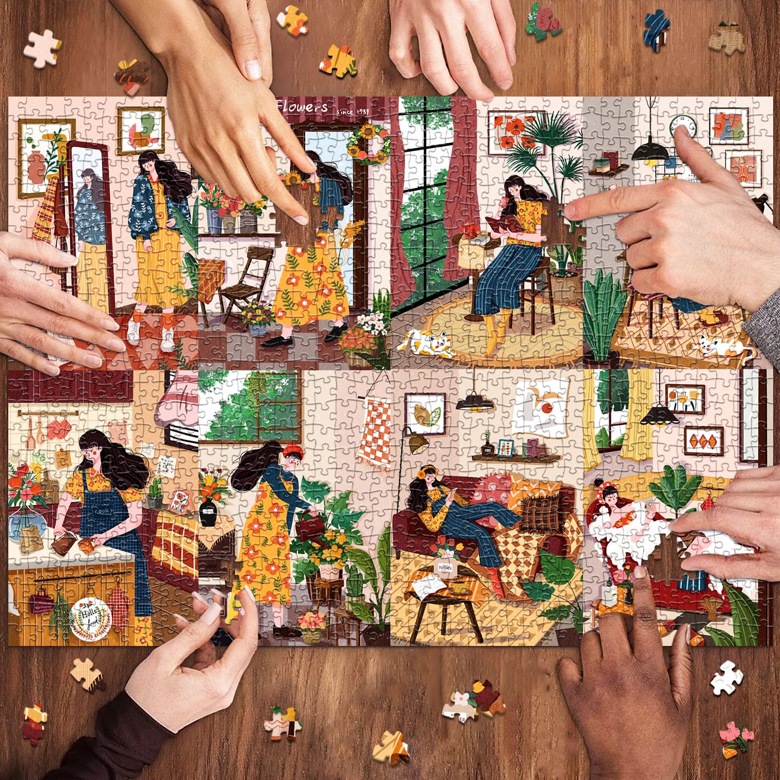 HUADADA Jigsaw Puzzles for Adults 1000 Pieces Family Interactive Games 1000 Piece Jigsaw Puzzles for Adults-Weekend - Image 3