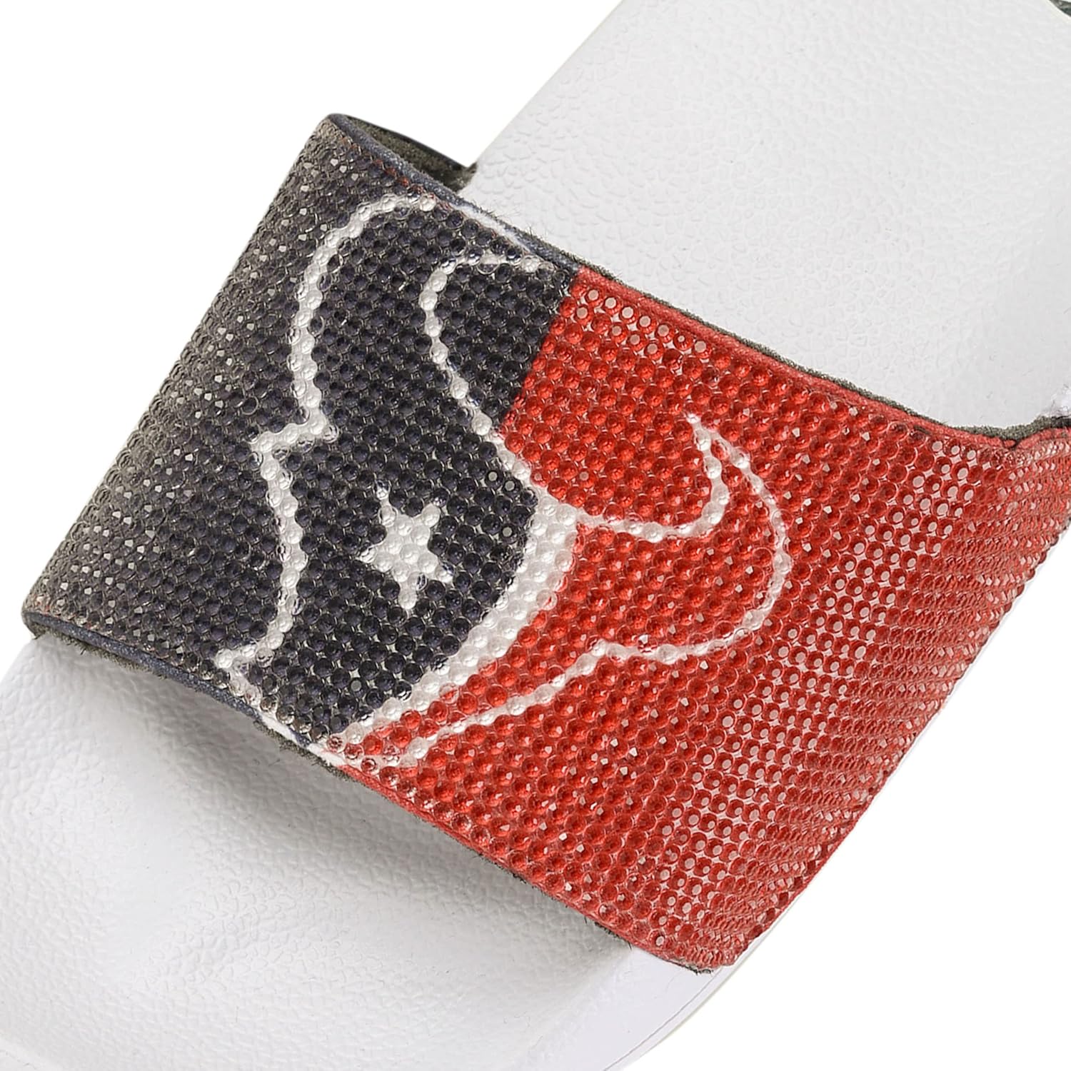 FOCO Women's NFL Big Logo Shimmer Slide Sandal