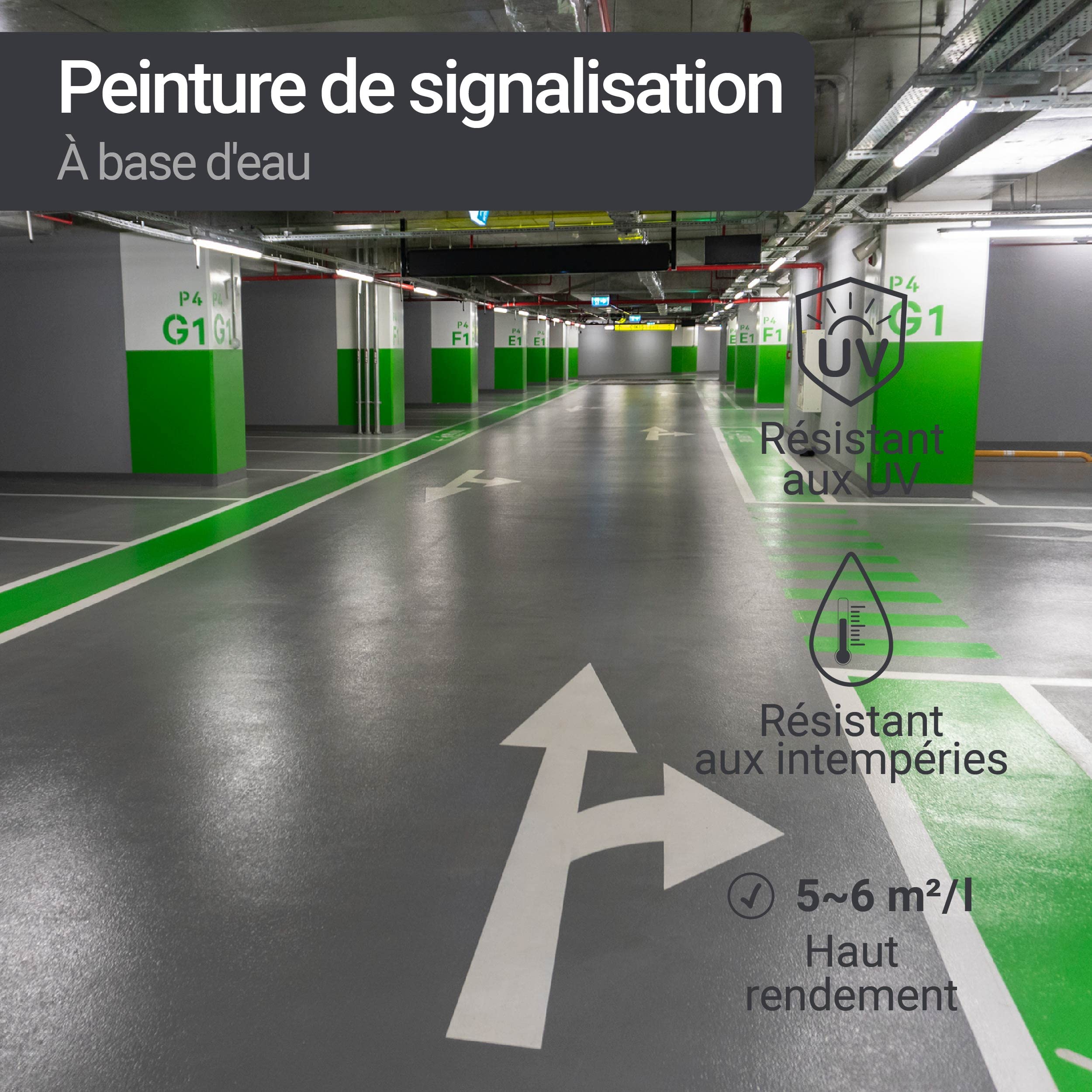 WO-WE Peinture de signalisation SL820 - Marquage au sol pour parking, route - Blanc 10L