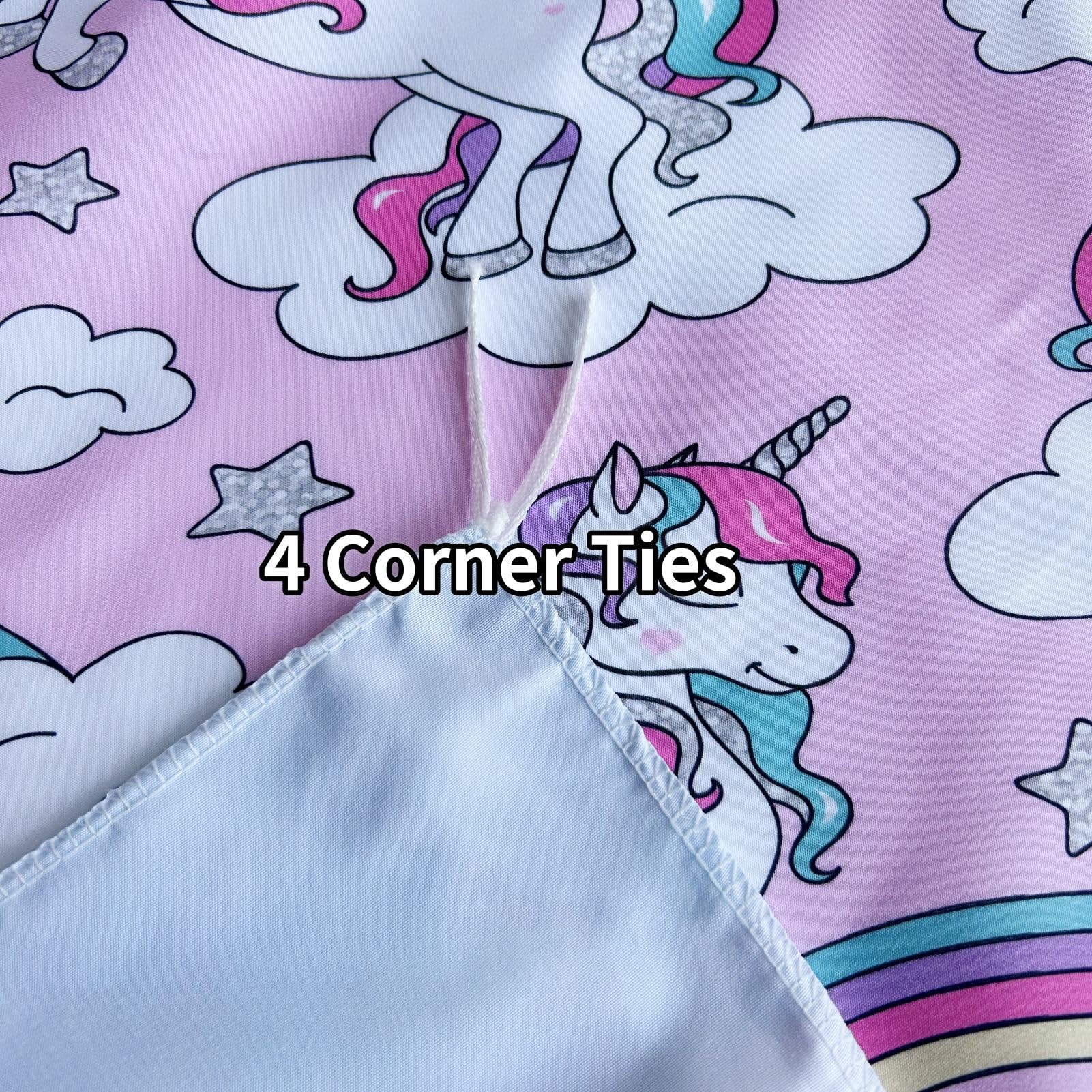 ANHOPE Unicorn Duvet Cover Set Soft Comforter Cover Rainbow Unicorn Cloud Print Pattern 3 Piece Bedding Set including 2 Pillowcases All Season Quilt Cover with Zipper for Kids Girls Single - Image 4