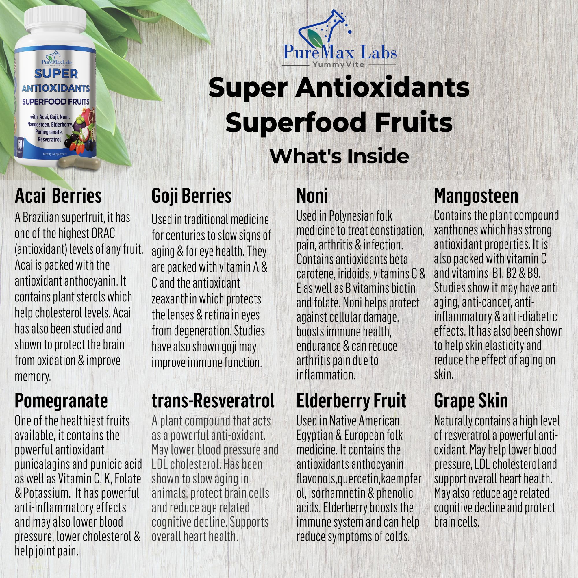 YUMMYVITE Super Antioxidant Fruit Superfood Complex, 60 Count (Pack of 1) — Amazon image 4