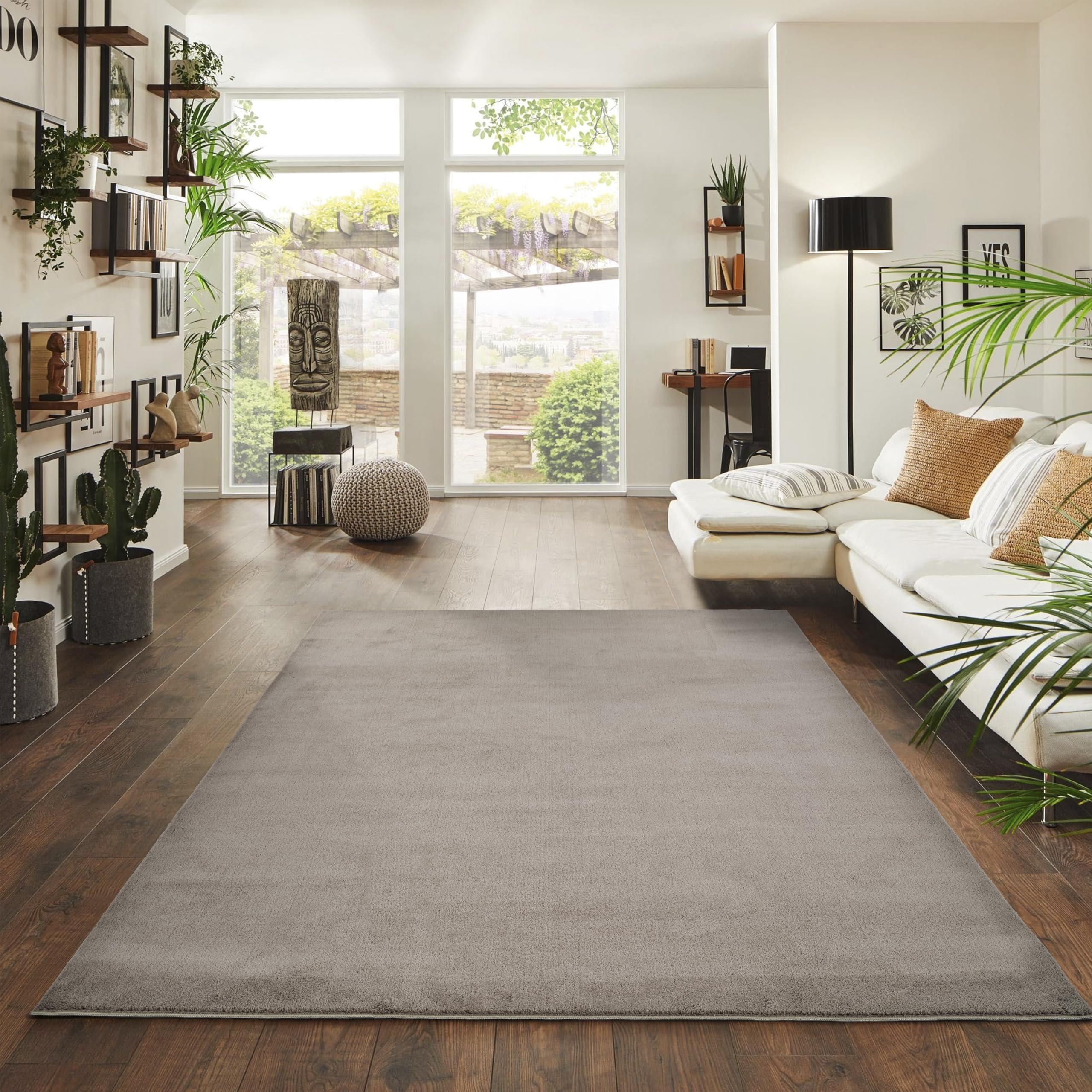 Jimri Alfombra mullida de Pelo Corto de para el hogar, Oficina, Cocina, Entrada, Pasillo, Sala de Estar, Lavable a máquina, Antideslizante, Lavable, 80 x 150 cm, Color marrón