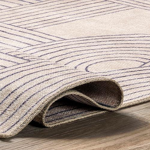 Miniatura 6 de nuLOOM Marestella - Alfombra reversible lavable a máquina, 8 x 10 pies, color beige y azul marino