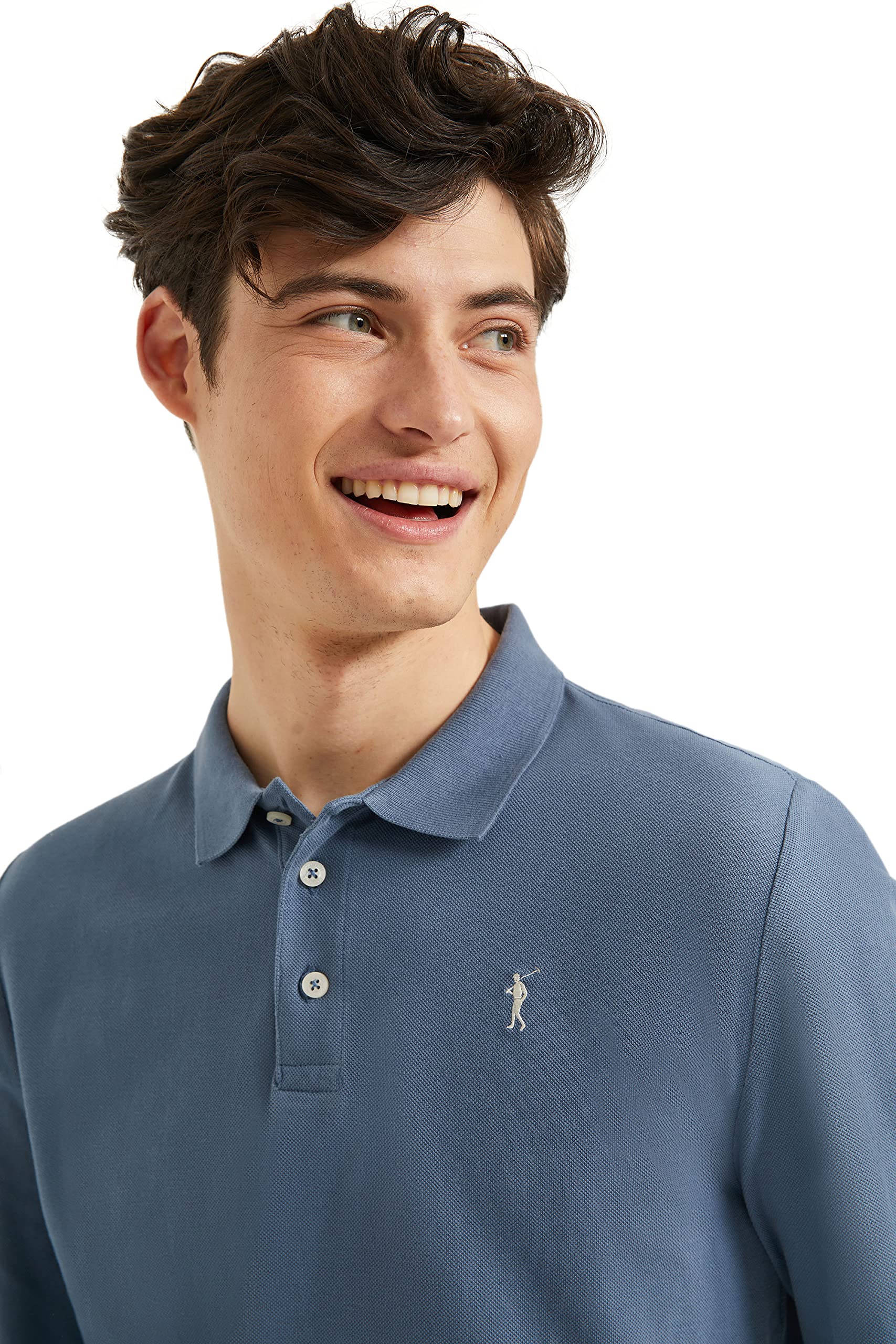 Polo Club Polo Elegante Uomo Manica Lunga Ricamo con Logo - 100% Cotone -
