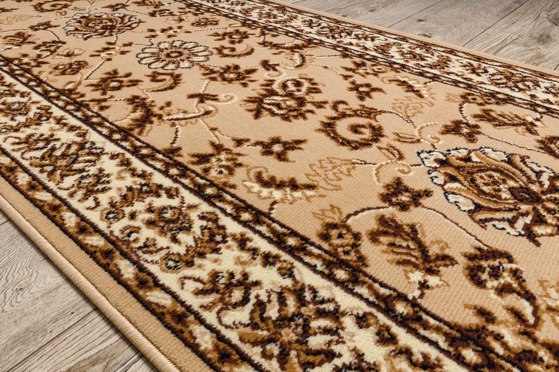 rugsx Tapis de Couloir BCF MORAD KLASYK pour la Cuisine, Le Hall, Le Couloir, l'entrée, Solide, Classique Beige 60x400 cm