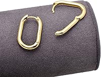 Vista 12 de 1 Inch Chunky Oval Hoop Huggie Earrings Sterling Silver Earrings for Women