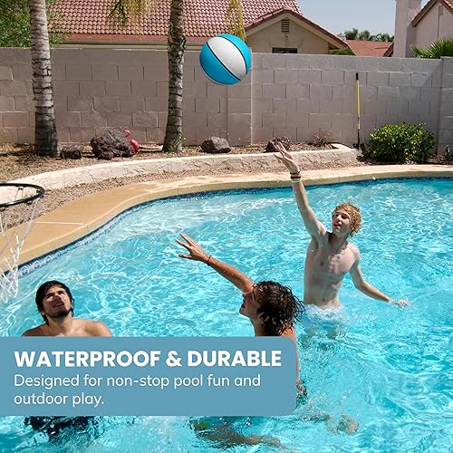 Miniatura 2 de Botabee - Pelota de baloncesto acuático, pelota azul impermeable de tamaño reglamentario para baloncesto y otros juegos de piscina, adecuada a