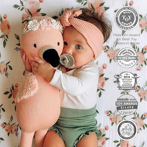 Miniatura 2 de cuddle + kind Penelope The Flamingo - Muñeca tejida a mano regular de 20 pulgadas, 1 muñeca 10 comidas, comercio justo, calidad reliquia, hecha a