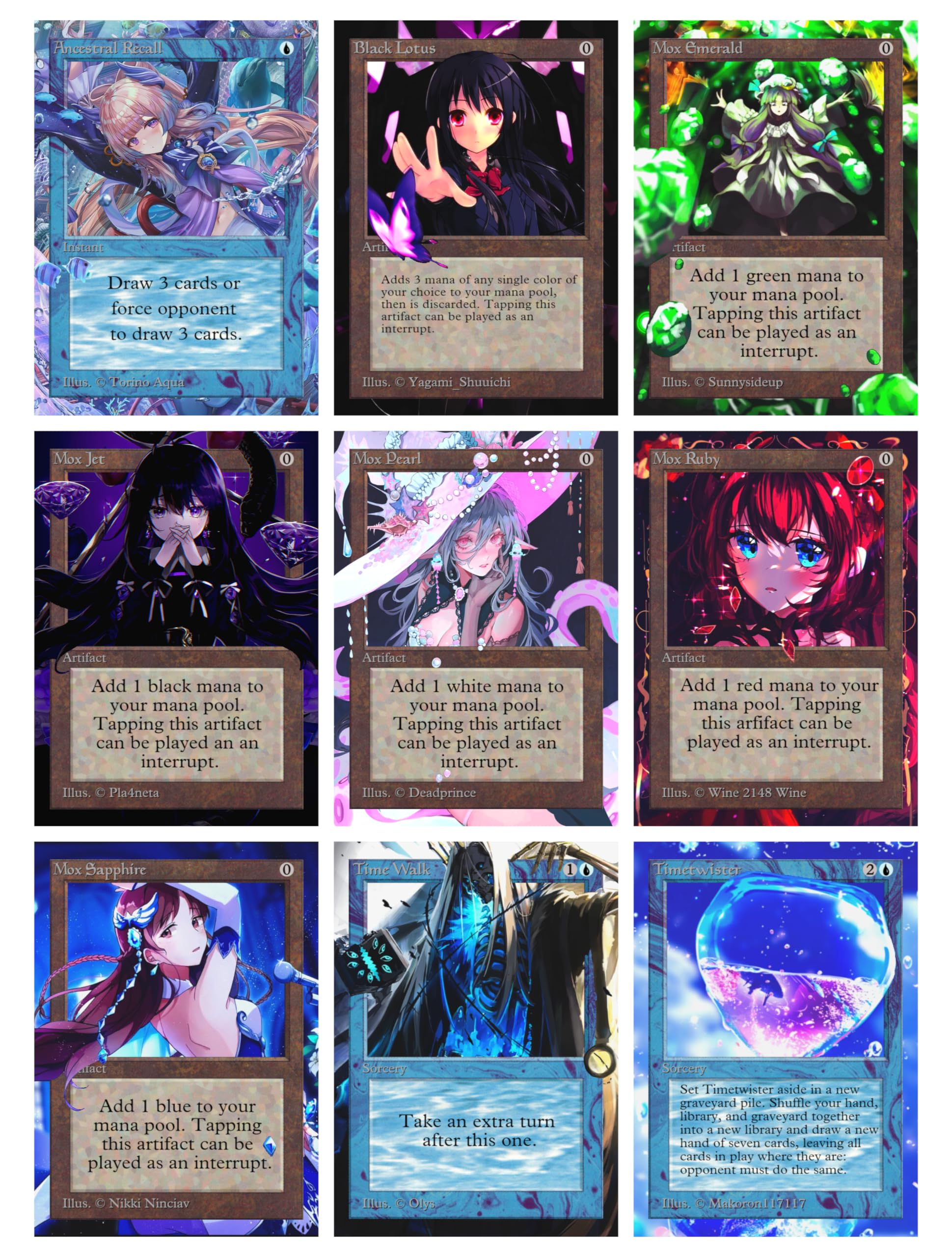 Amazon.com: 9X | Power 9 Set #1 | P9 | Power Nine | Anime | Full