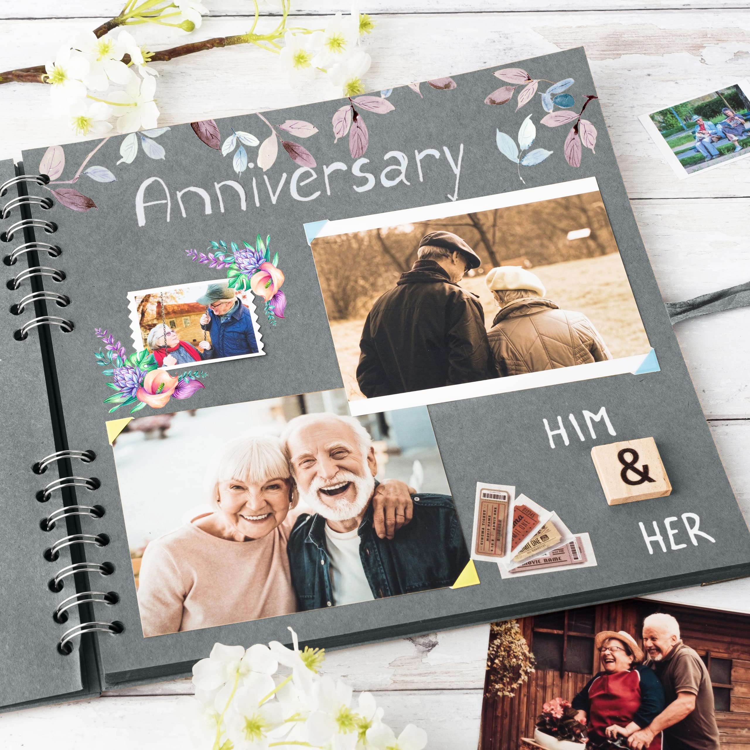 Bstorify 25,4 x 25,4 cm Album do scrapbookingu, 70 stron, szary, gruby papier kreślarski, zabezpieczenie narożników, zapięcie na taśmę – idealny do Twoich projektów scrapbookingowych, artystycznych i