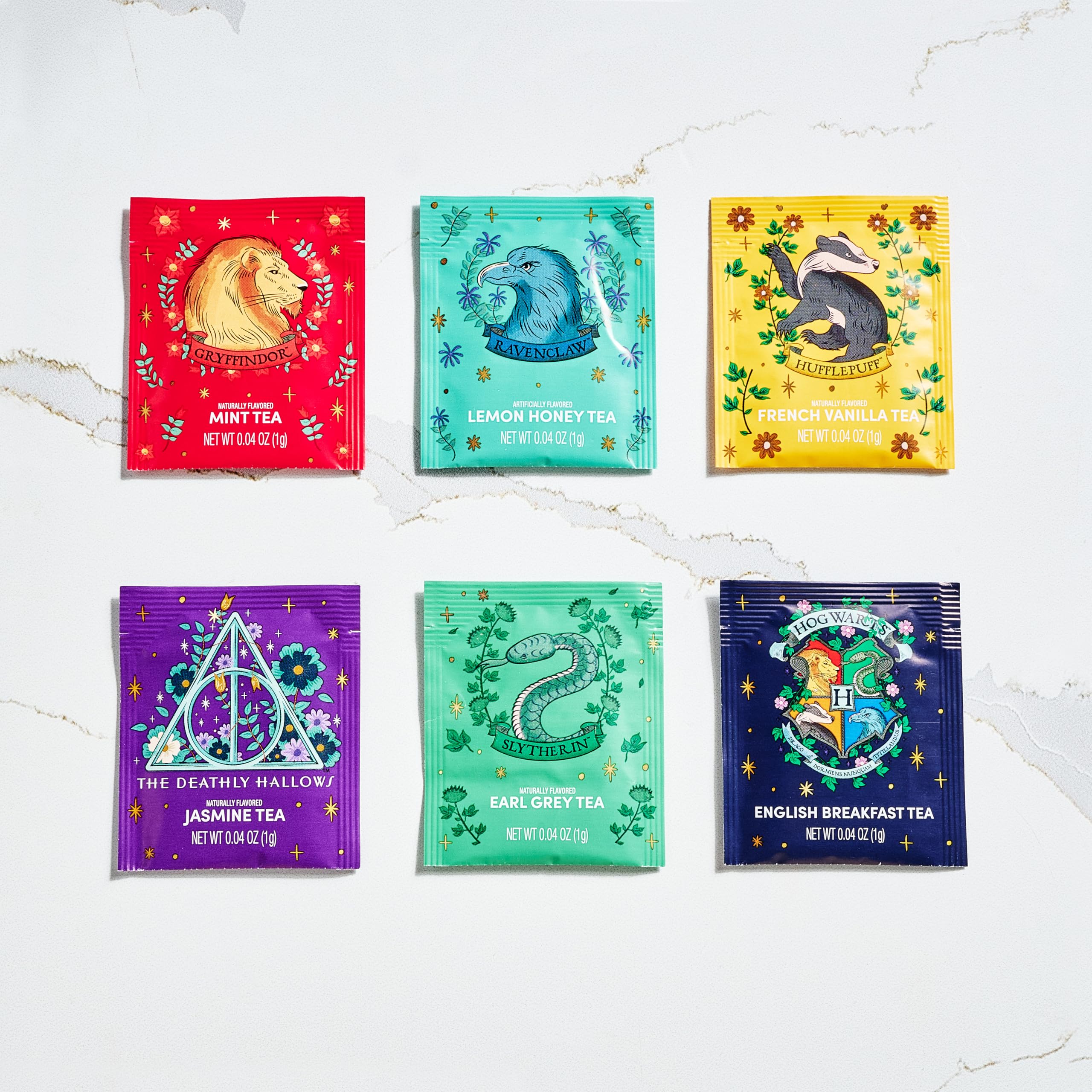 HARRY POTTER Set de regalo de té con 48 bolsitas en 6 sabores, varilla para remover
