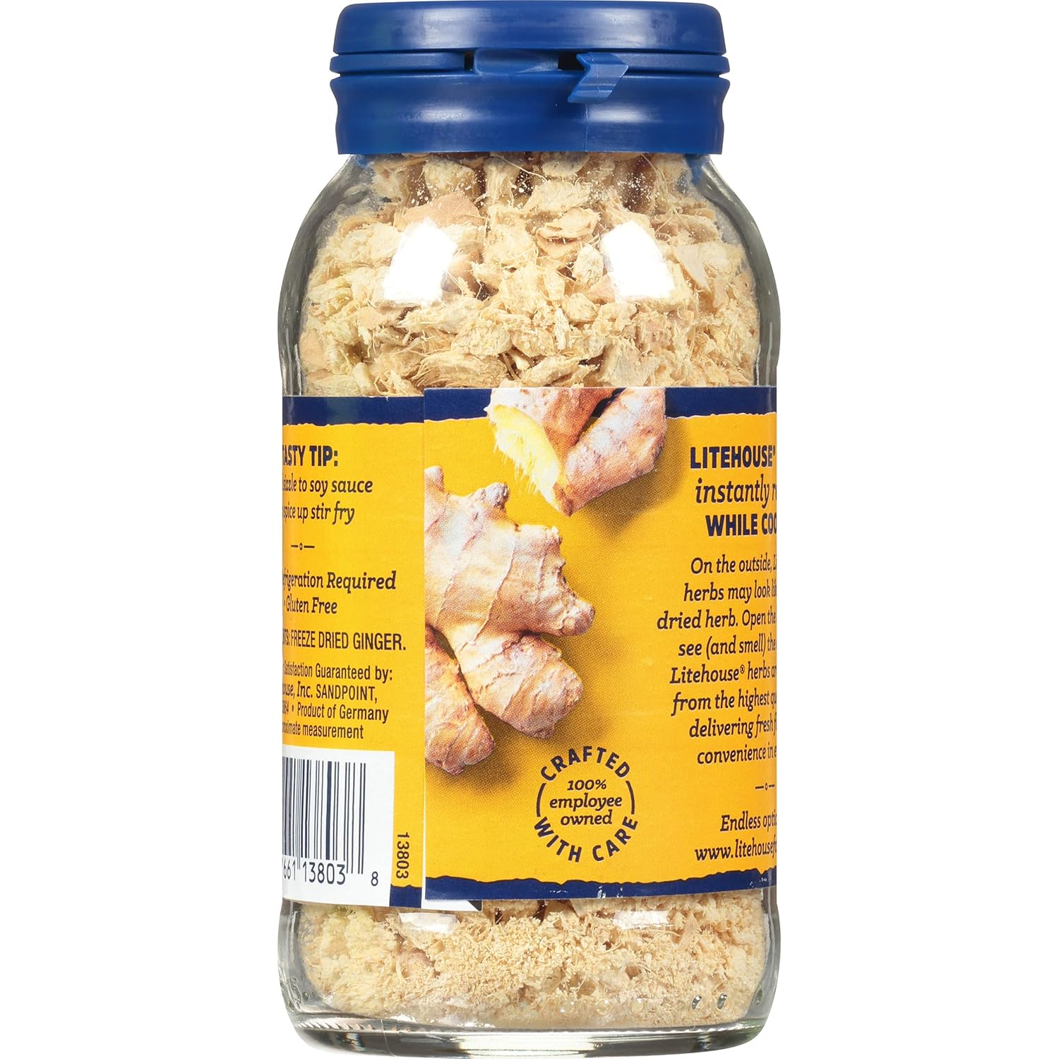 Litehouse Freeze Dried Ginger - Substitute for Fresh Ginger, Frozen Ginger, Equal to 4 Ginger Bunches, Organic Dried Ginger Root Seasoning, Non-GMO, Gluten-Free, Dried Ginger for Tea - 0.56 Oz, 4-Pack