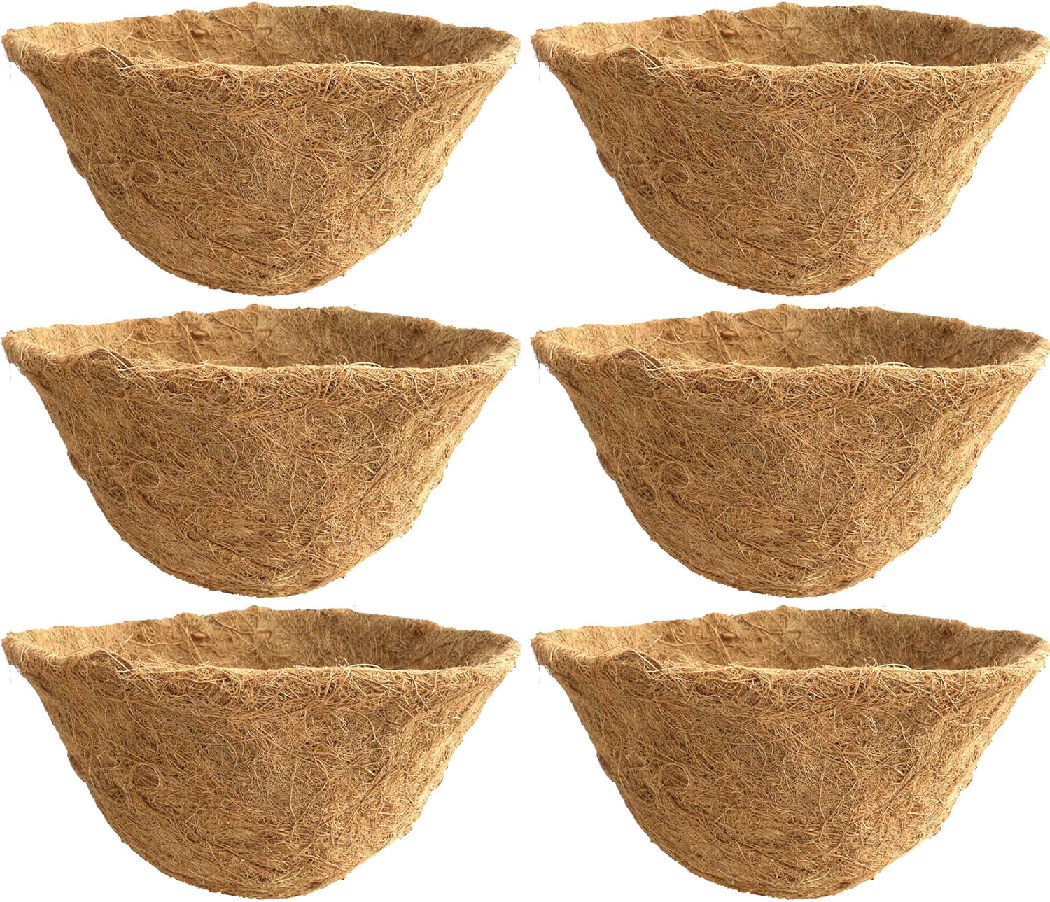 12-inch Hand Formed Hanging Basket Coco Fiber Liner with Water Retainer(C417L-6) - Pack of 6 Liners