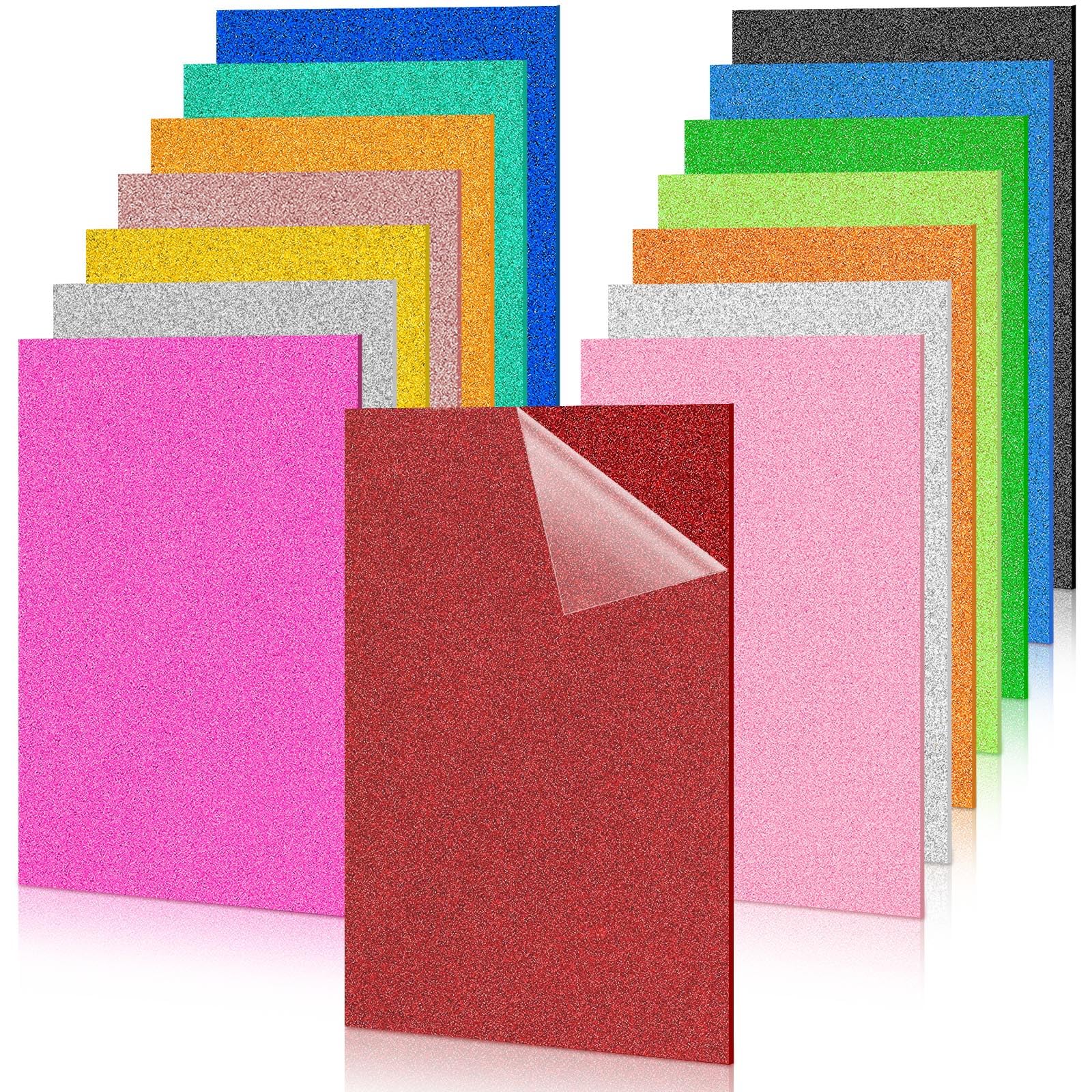 Fabbay15 Pcs Glitter Acrylic Sheets Colored Translucent Glitter Plastic Sheet with 1/8 Inch Thickness Glossy Acrylic Blanks for Laser Cutting Art Craft Sawing Engraving DIY Decoration (8 x 12 Inch)