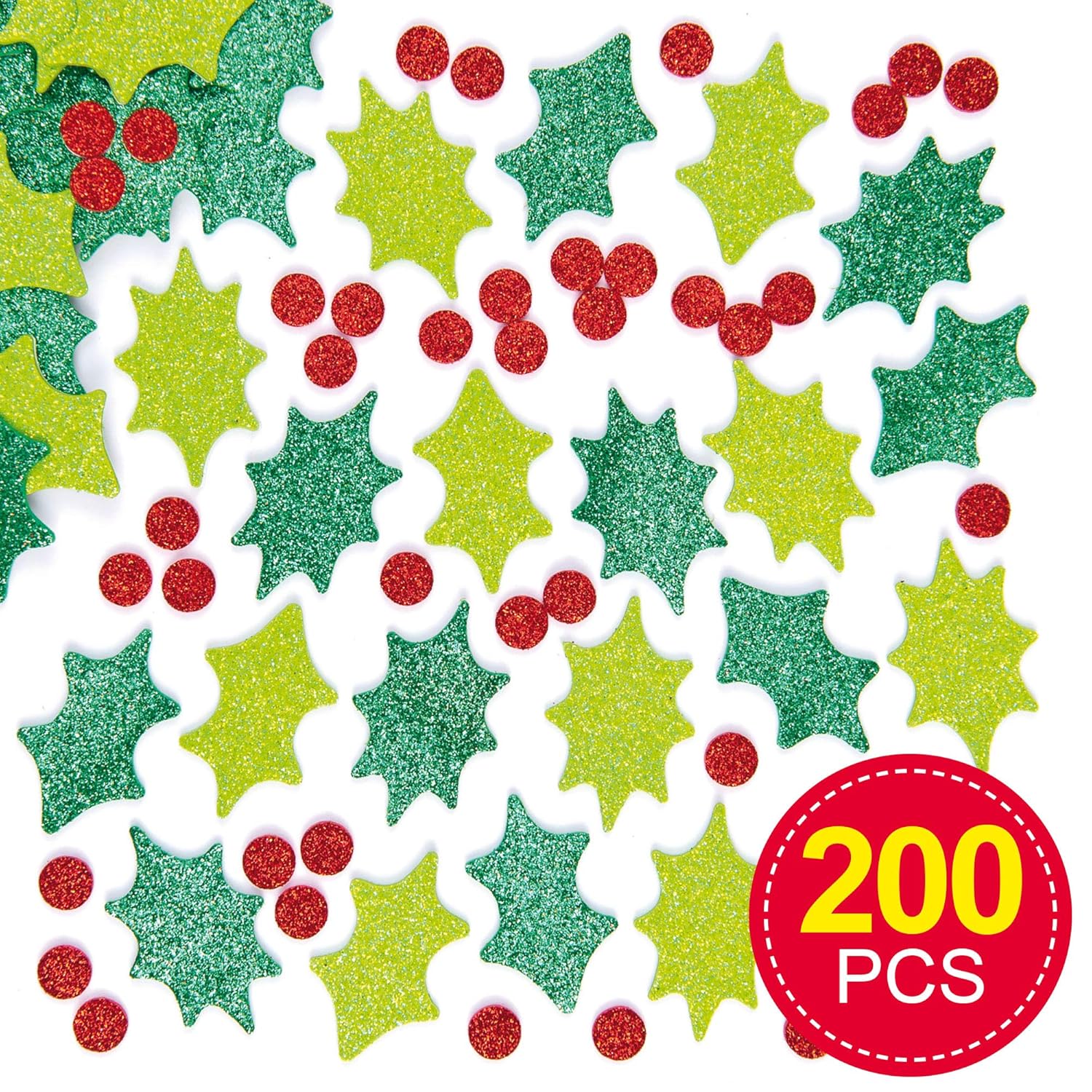 Bеѕt Dеаl Baker Ross EX729 Holly and Berry Glitter Foam Stickers - Pack of 200, for Kids to Decorate Christmas Cards and Collage Uр Tо 50% оƒƒ Baker Ross EX729 Holly and Berry Glitter Foam Stickers - Pack of 200, for Kids to Decorate Christmas Cards and Collage