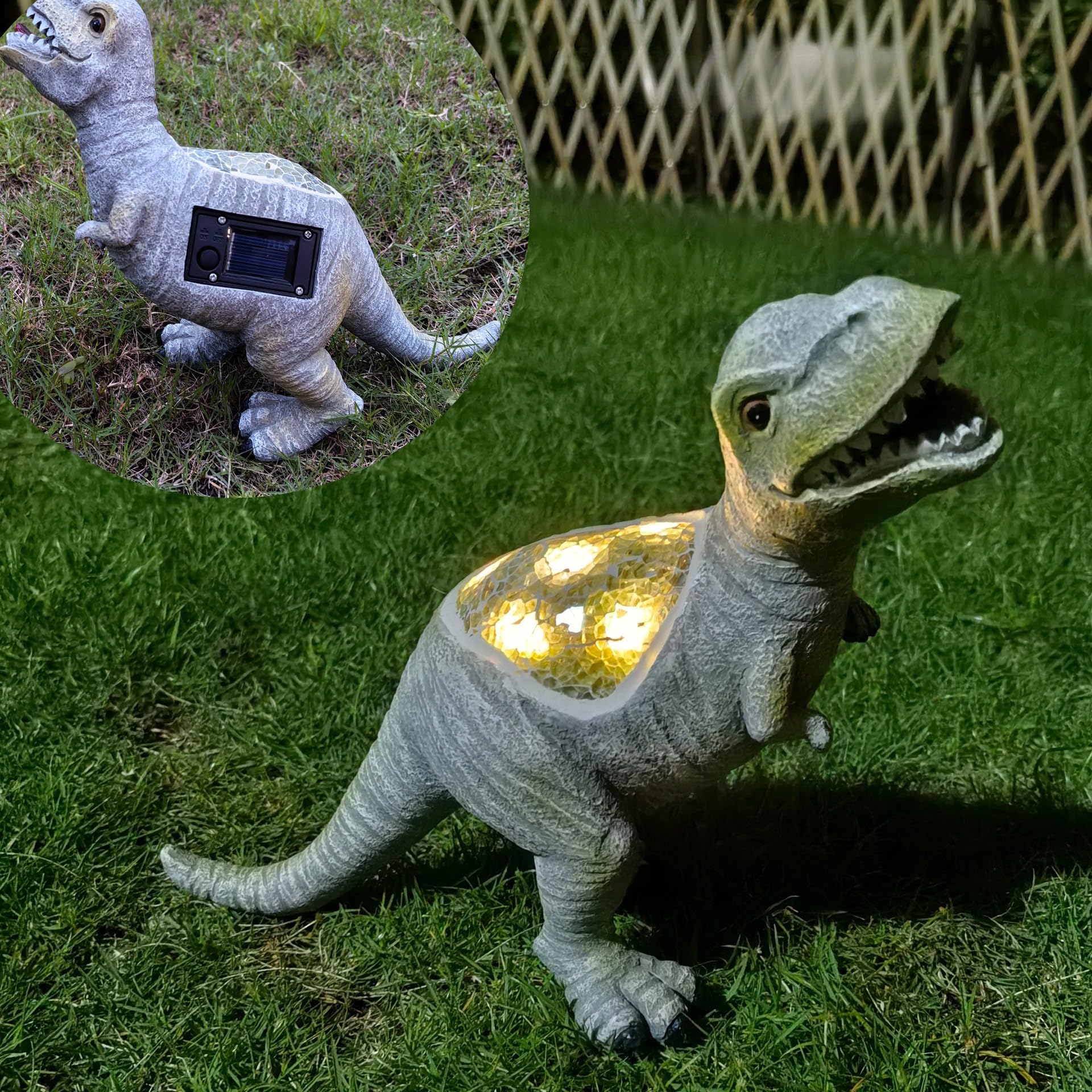 Youfui Solar Garden Statues Outdoor Decor/Dinosaur Gift Figurine Light, Yard Decorations for Outside Clearance, Lawn Ornaments, Patio, Balcony-Unique