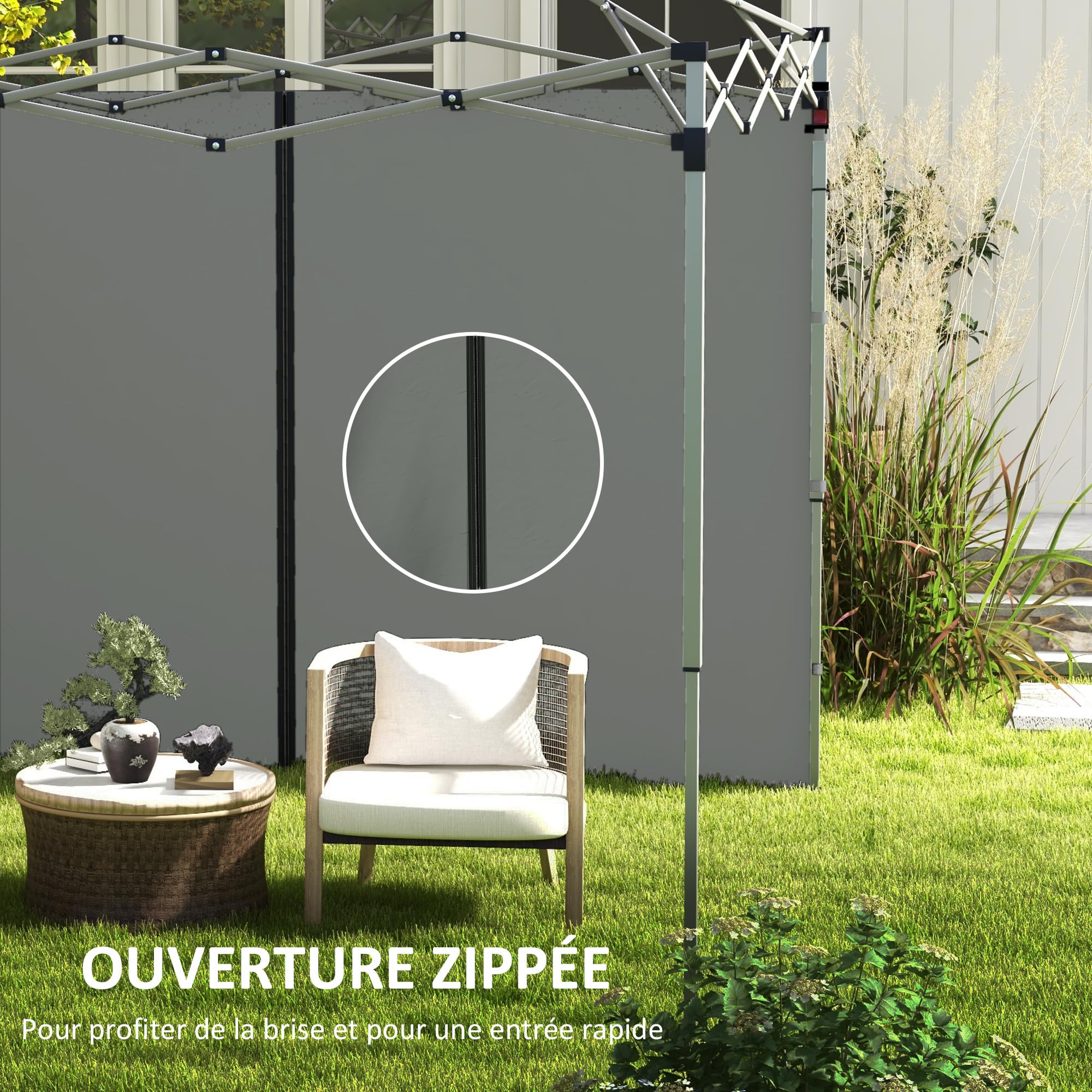 Outsunny Parois Latérales de Rechange Barnum 3 x 3 ou 3 x 6 m Gris Foncé