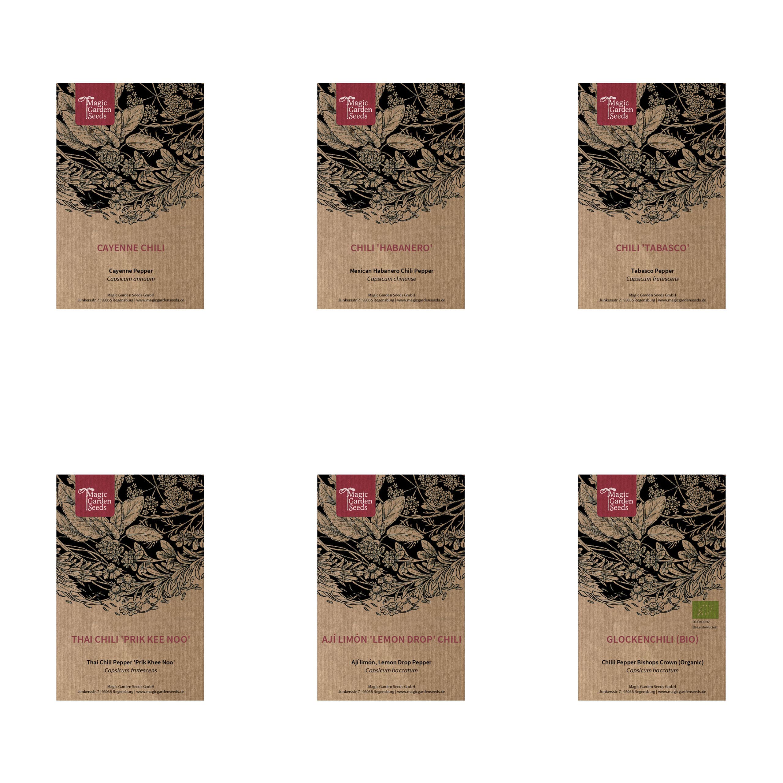 Chiles famosos y clásicos - Set regalo de semillas con 6 variedades picantes