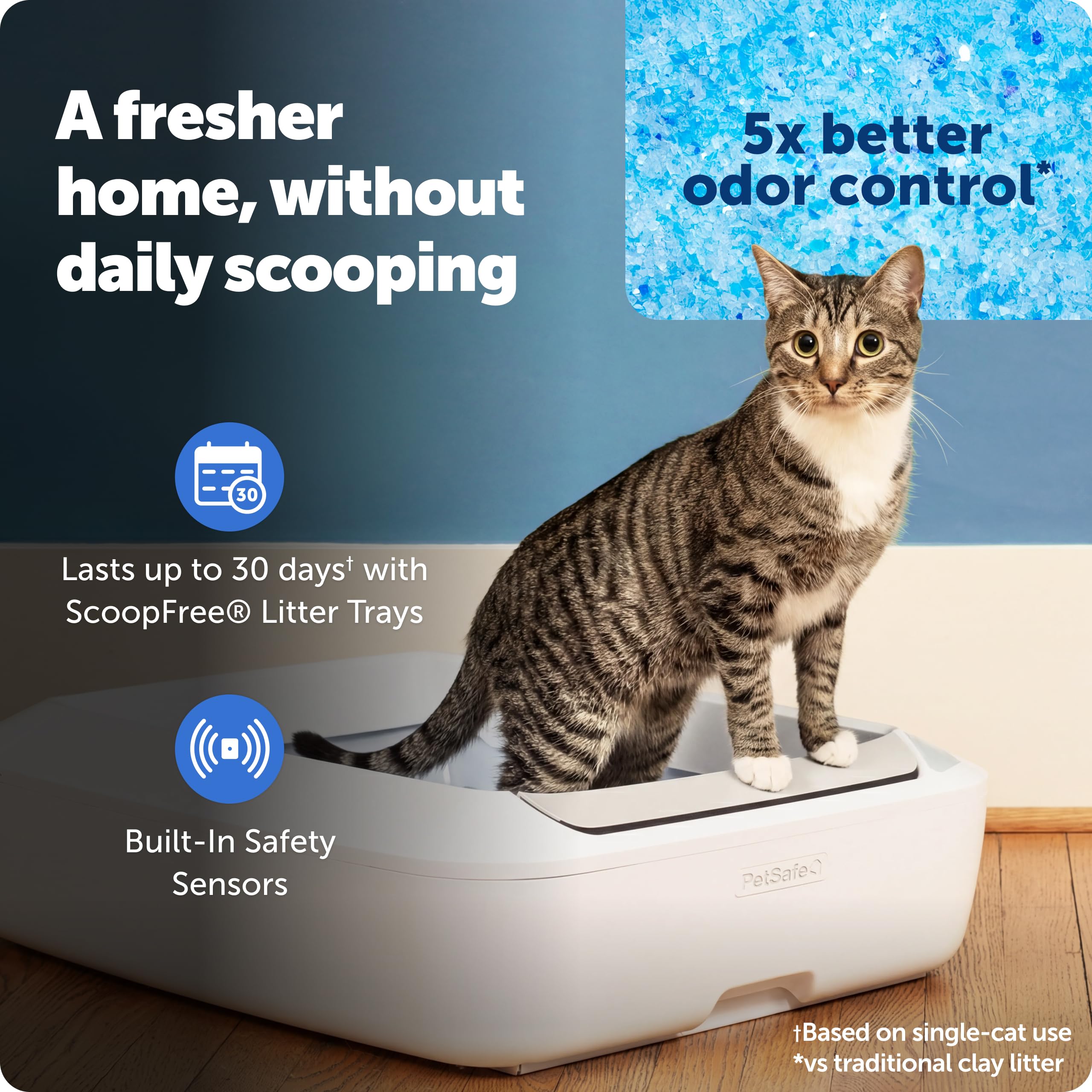 PetSafe ScoopFree Crystal Plus Automatic Self-Cleaning Cat Litter Box System – Not Enclosed – Advanced Odor Control – Includes 1 Disposable Crystal Litter Tray – White (PAL00-18016) - image 2